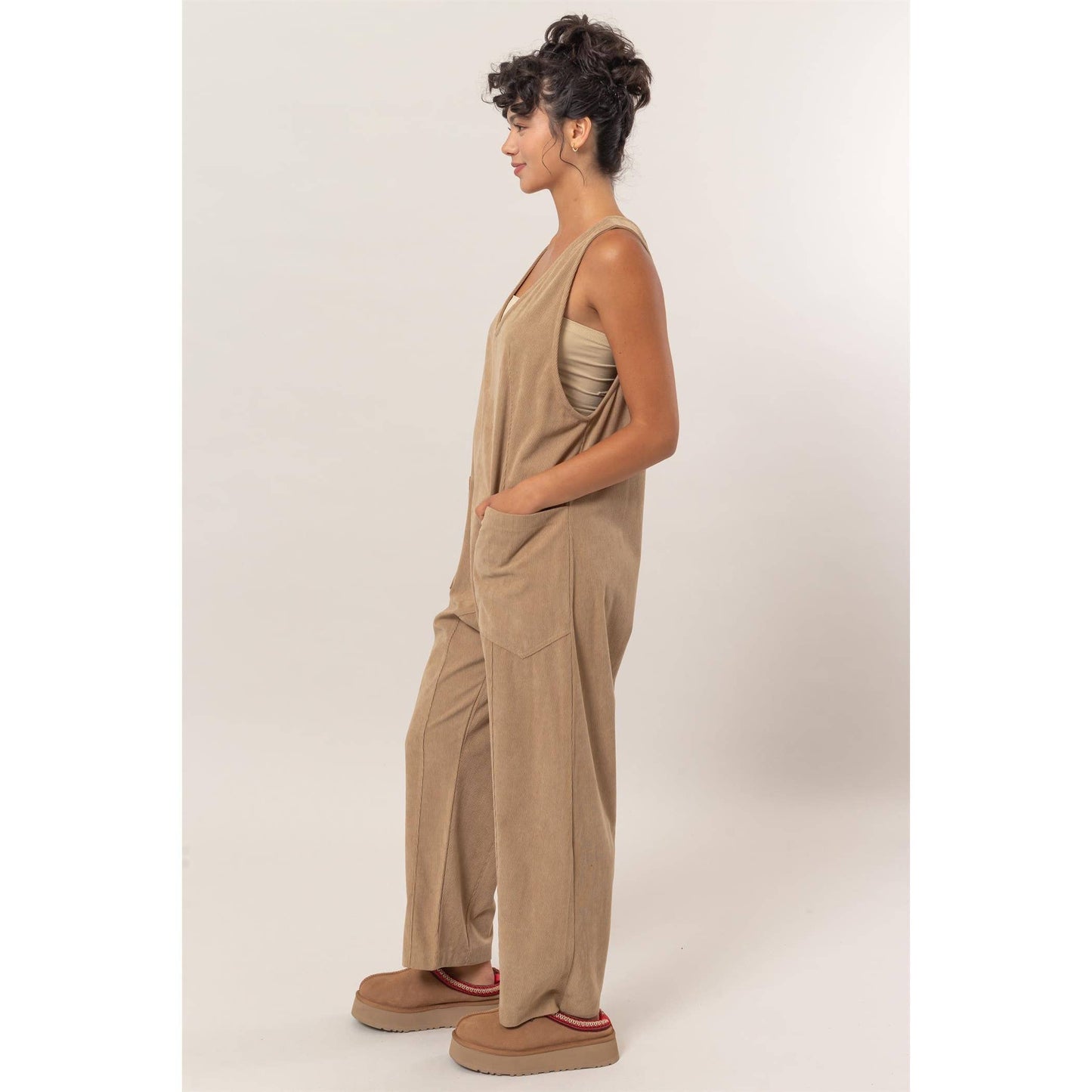 Taupe Corduroy Jumpsuit