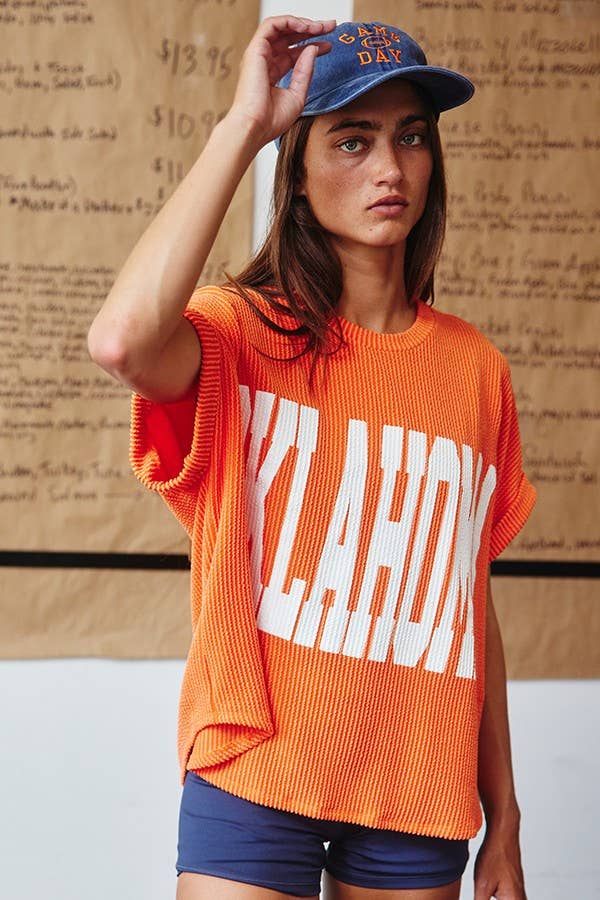 Orange Oklahoma Graphic Top