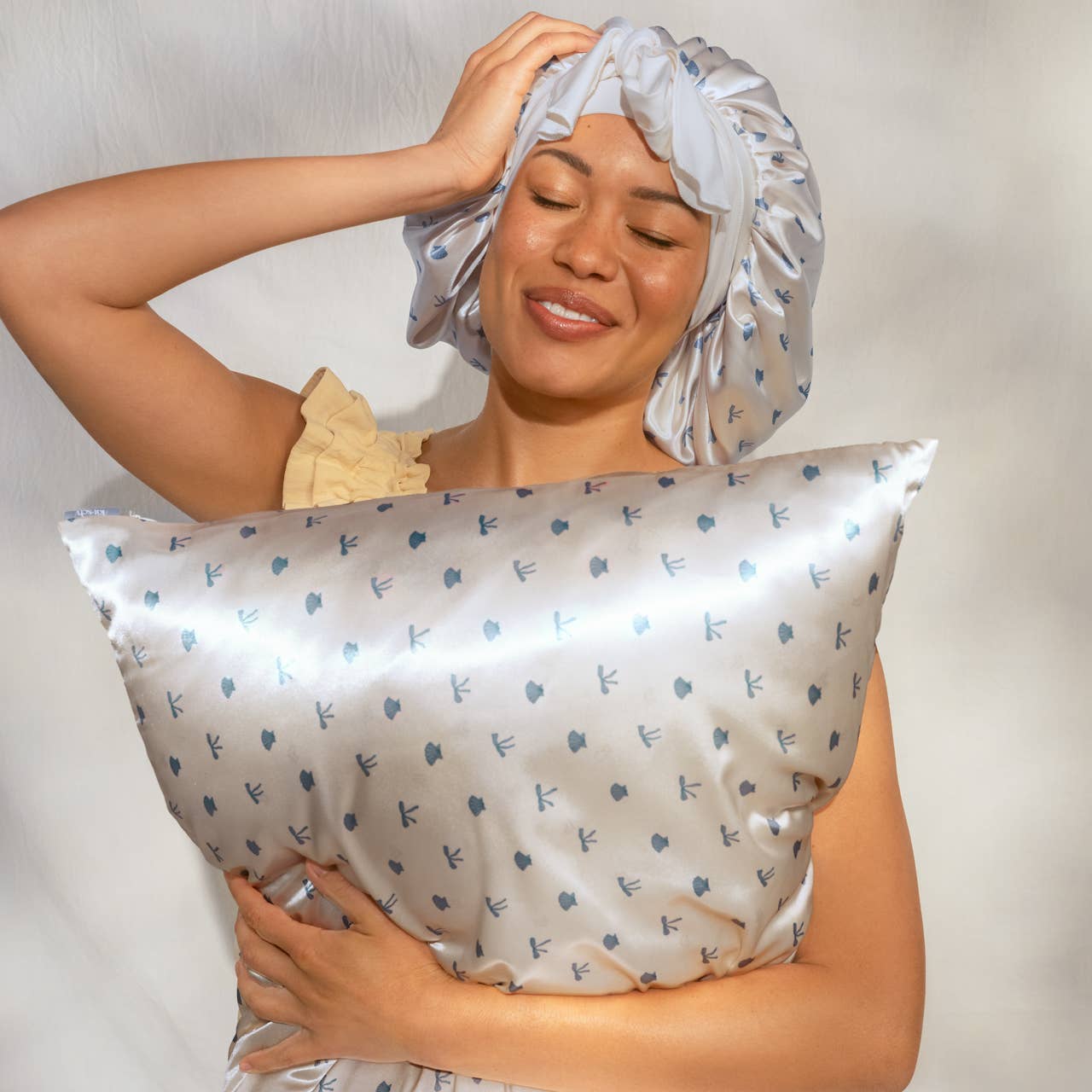 Satin Pillowcase - Coastal Blue Print