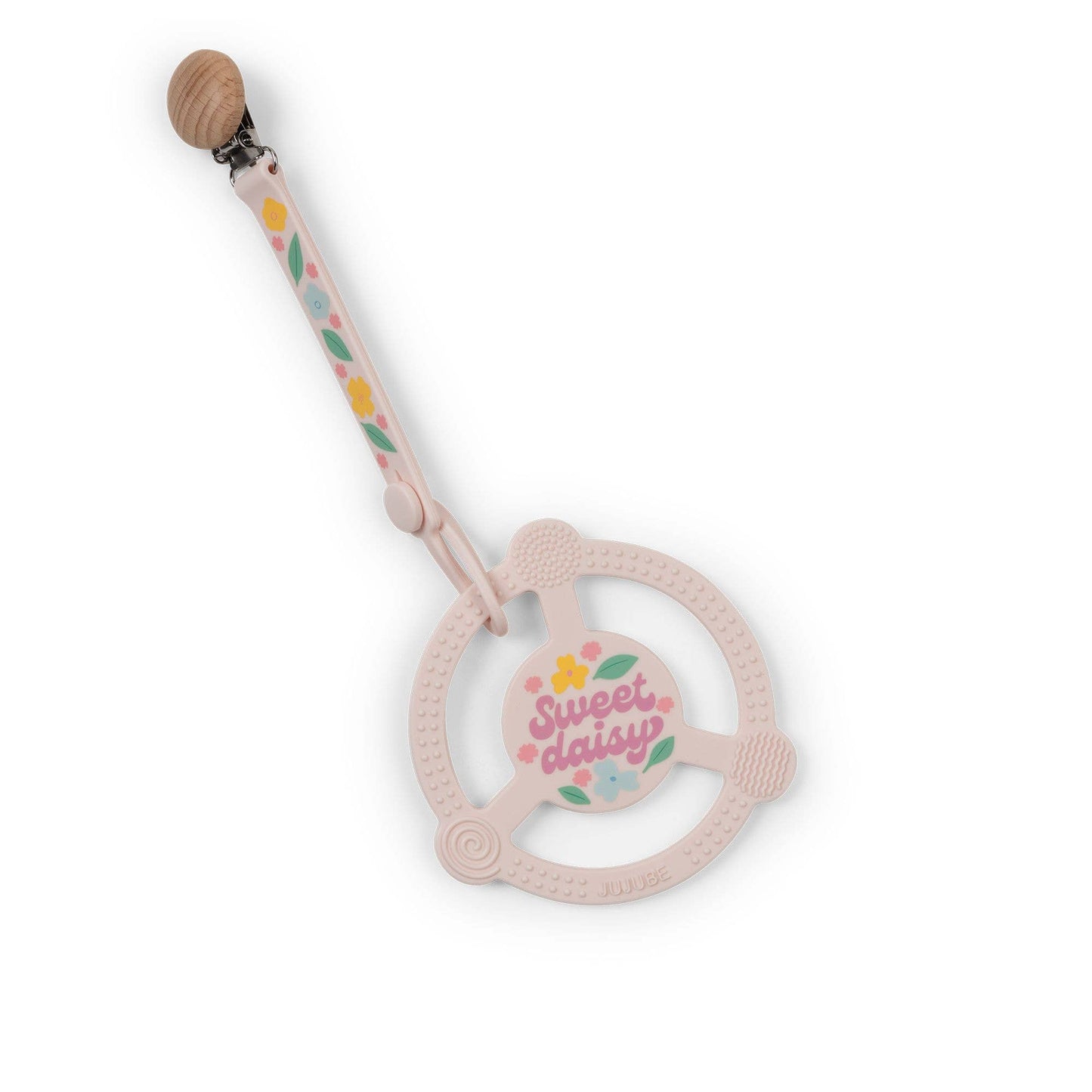 Silicone Teether Ring with Clip - Daisy