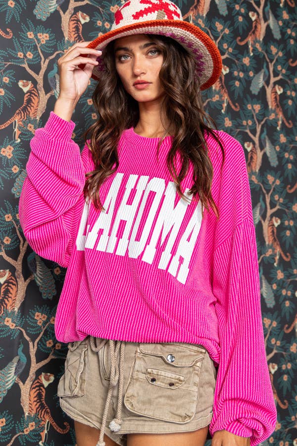 OKLAHOMA Oversized Sweatshirt - Pink