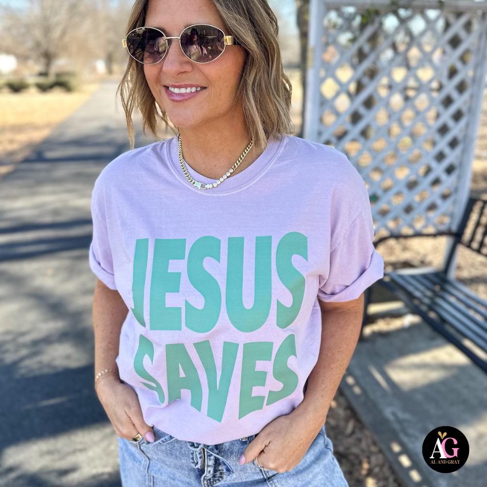 Jesus Saves Tee - Lilac
