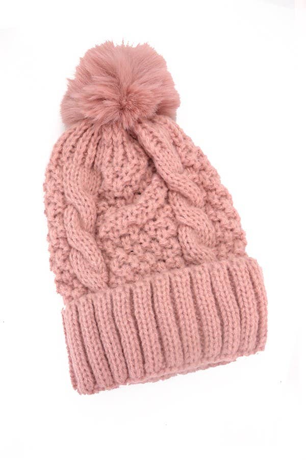Cable Knot Pom Pom Beanie