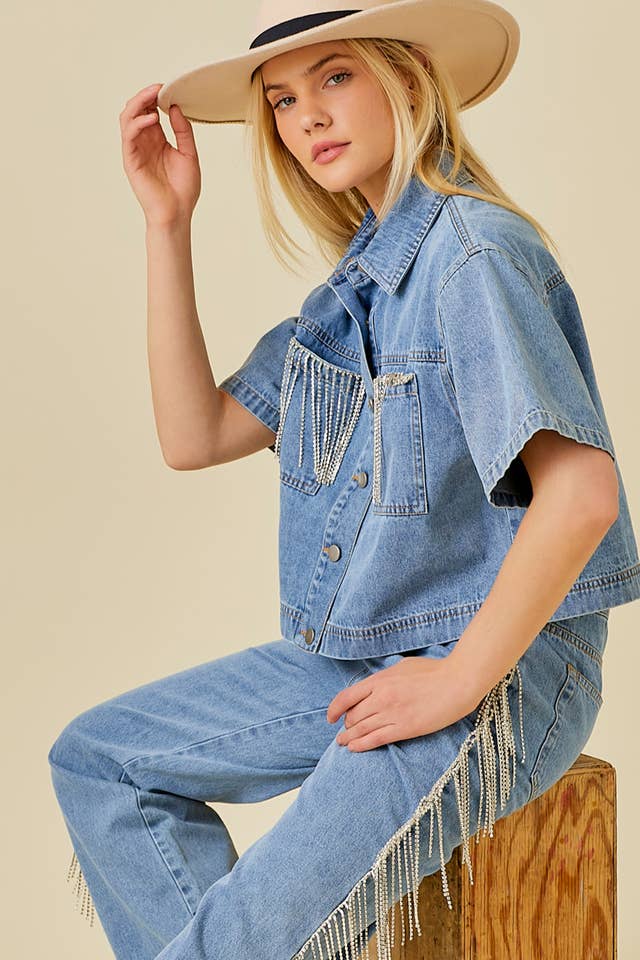 Rhinestone Cowgirl Denim Top