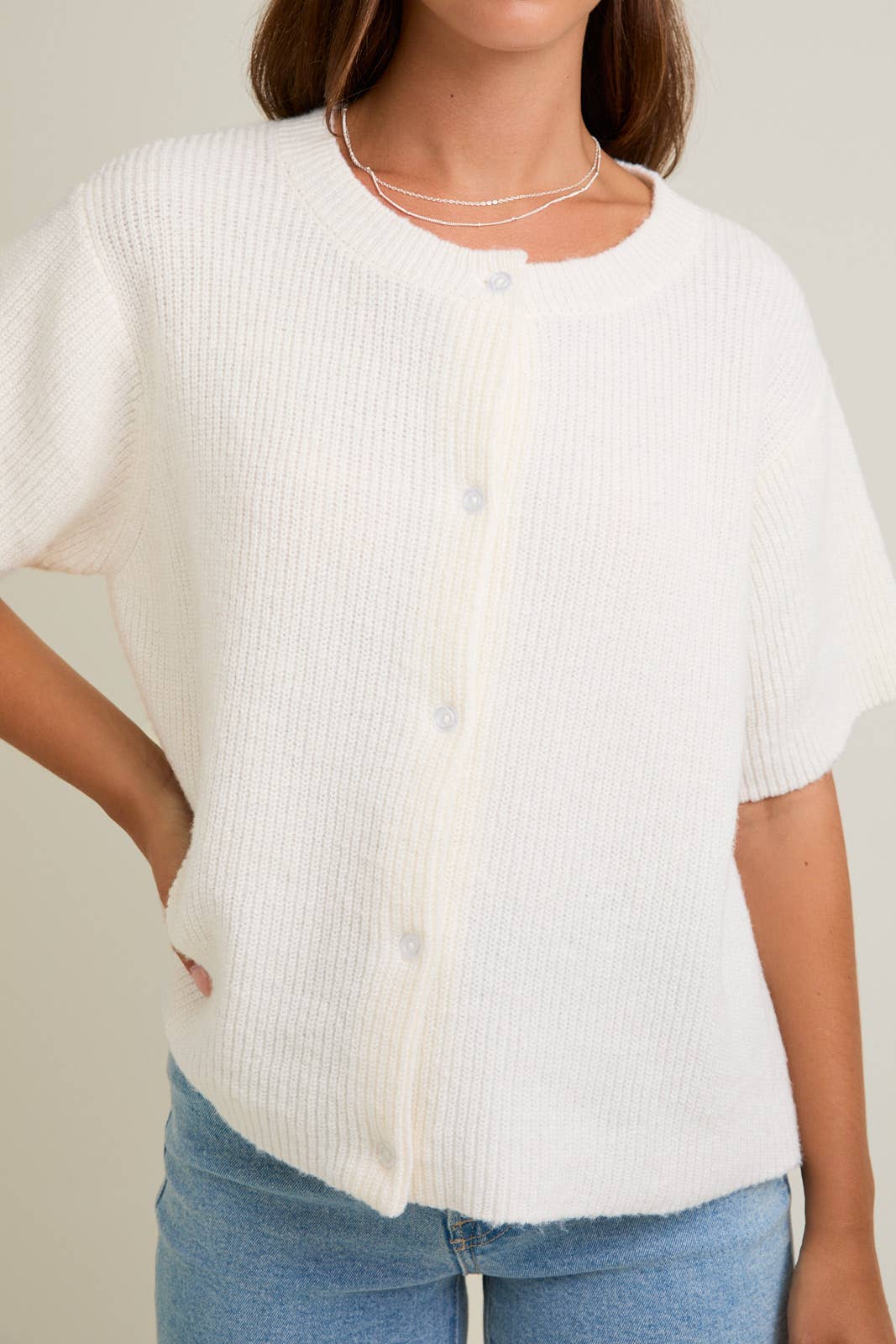 Cream Button-Up Cardigan