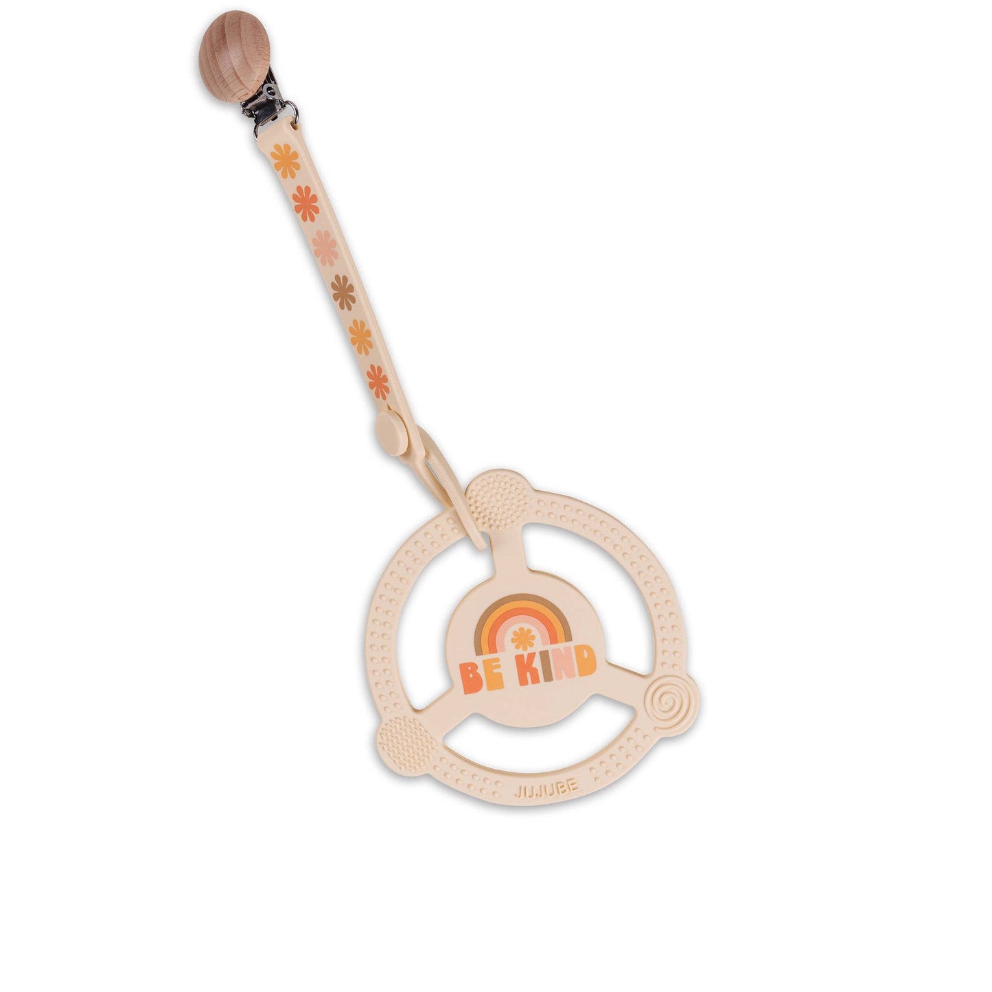 Silicone Teether Ring with Clip - Be Kind