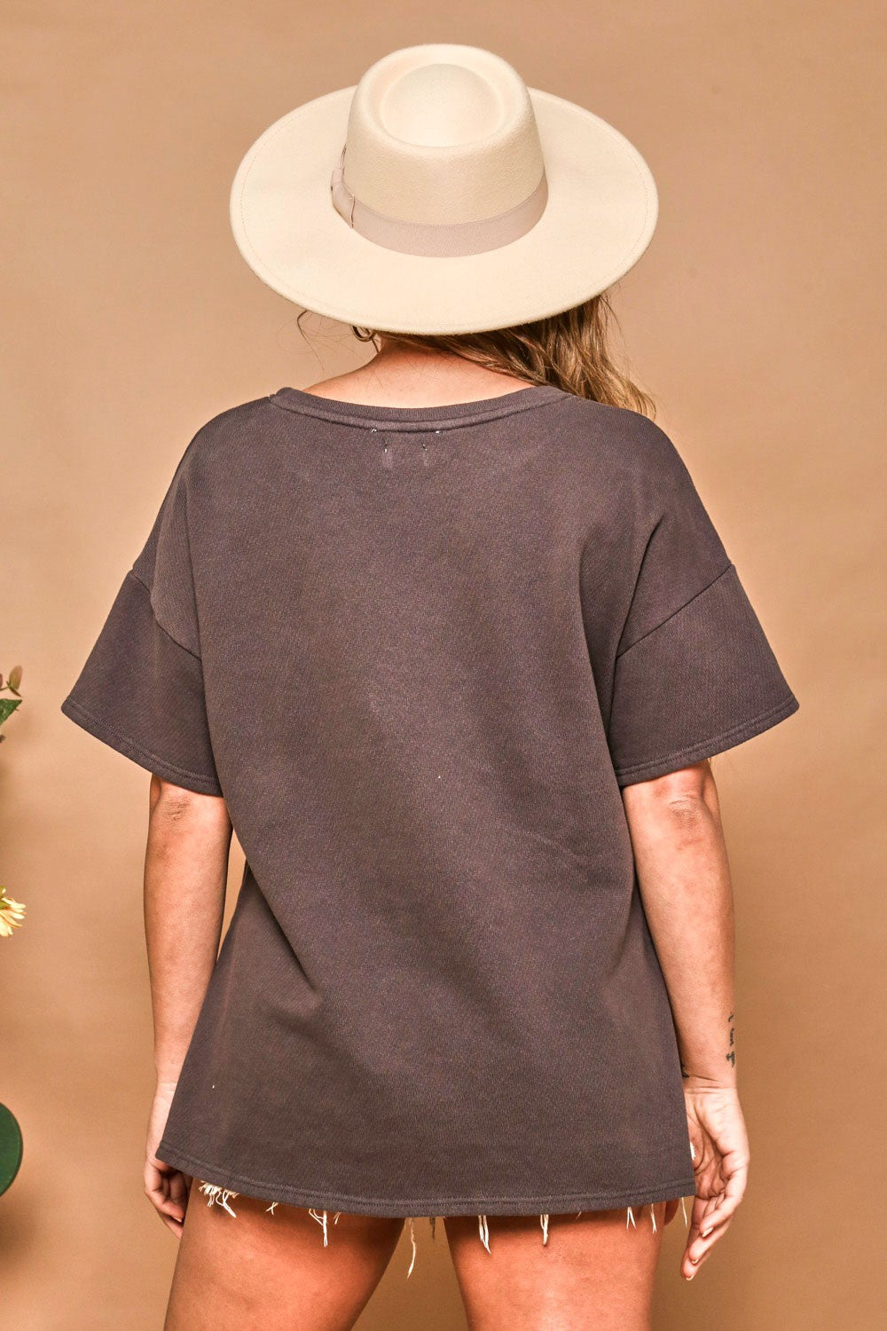 Charcoal Distressed Knit Top