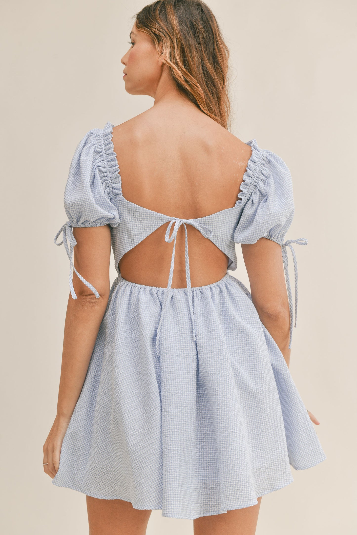 Sky Blue Gingham Mini Dress