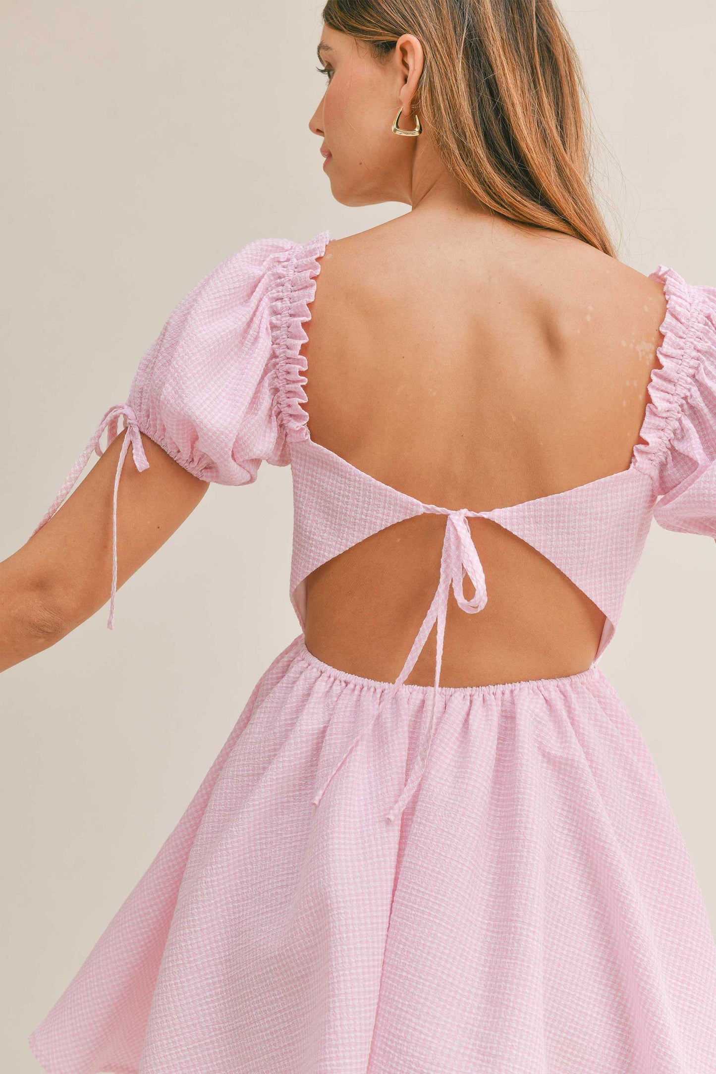 Pink Gingham Mini Dress