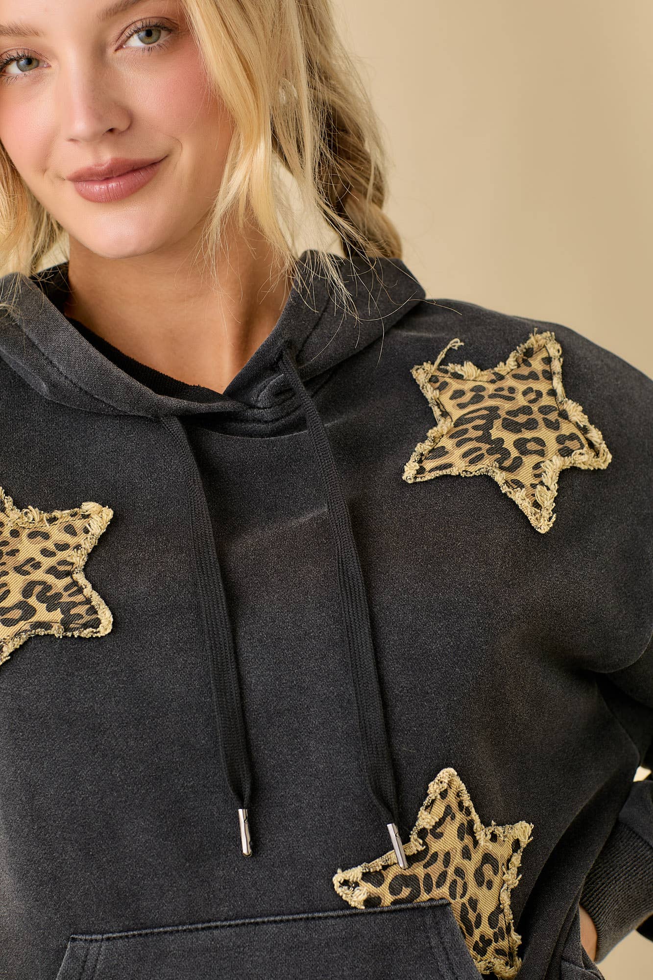 Leopard Star Patch Hoodie