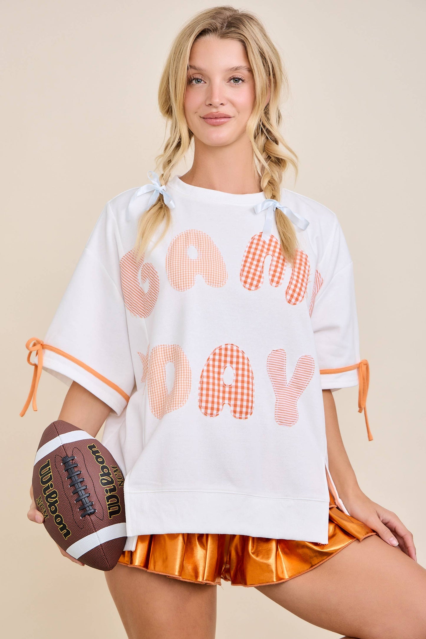 Orange Game Day Patchwork Top