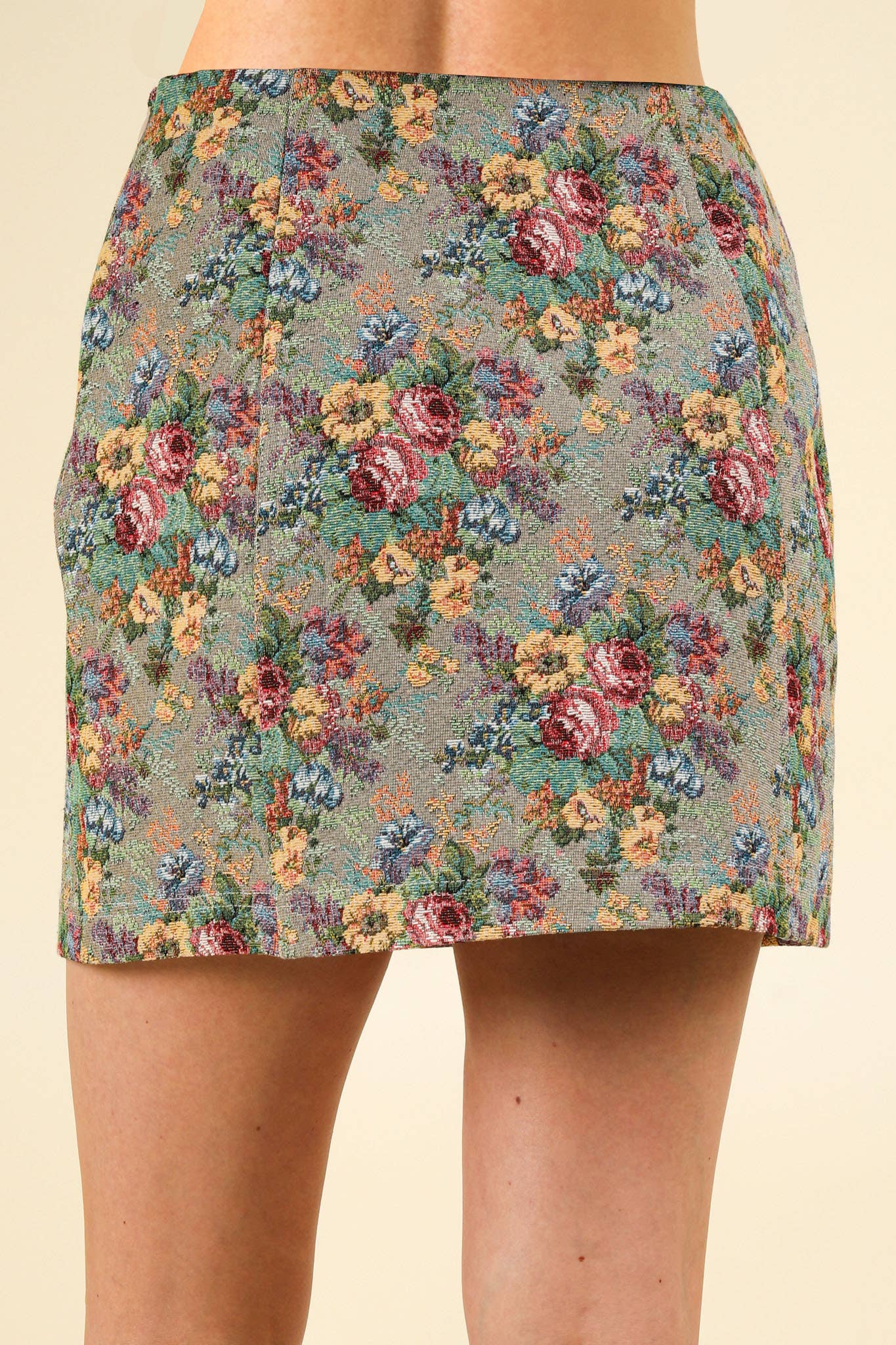 Floral Jacquard Mini Skirt