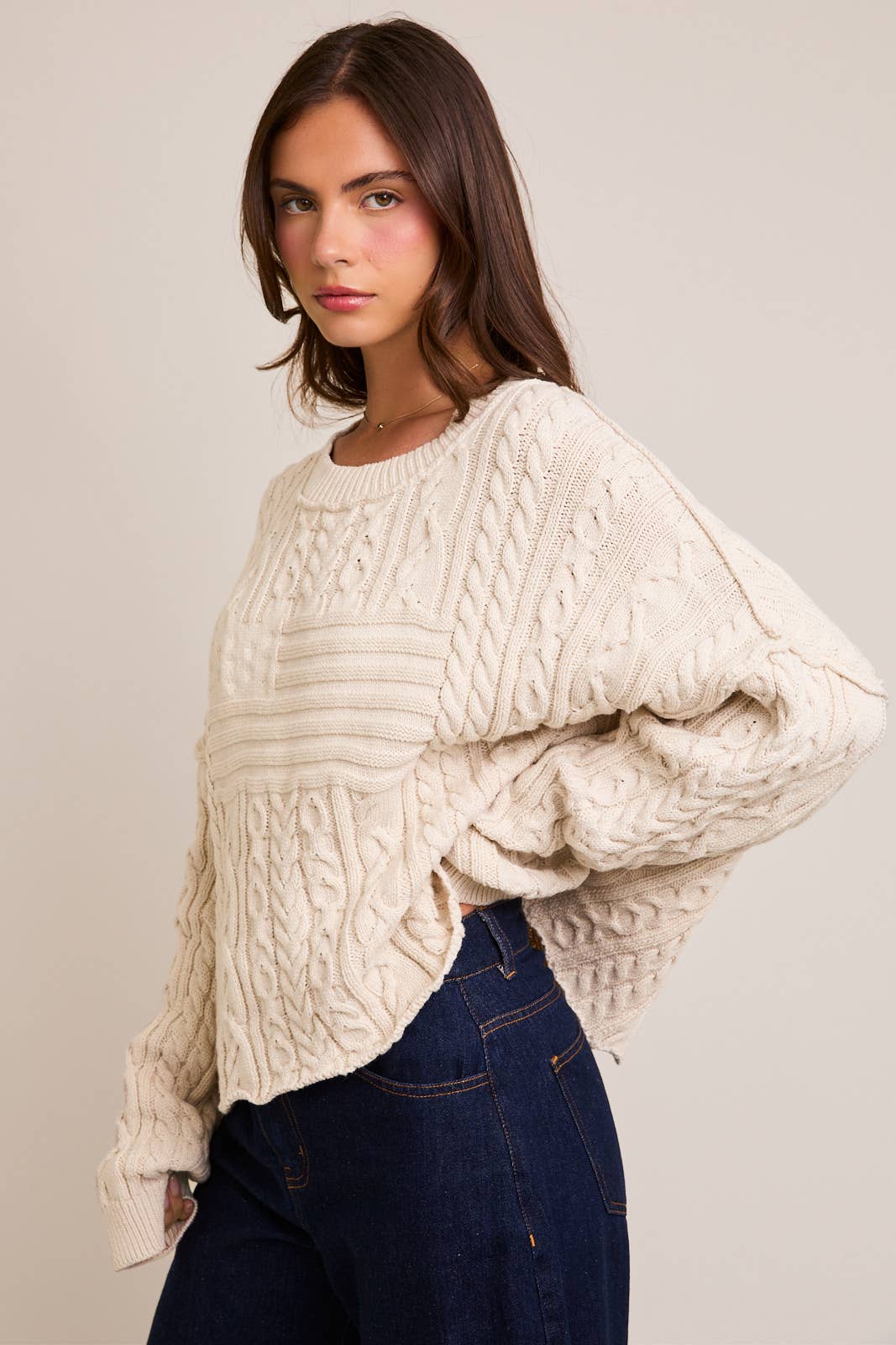 Cozy Cream Flag Sweater