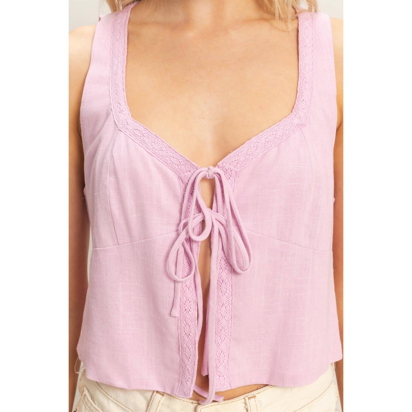 Lavender Front-Tie Top