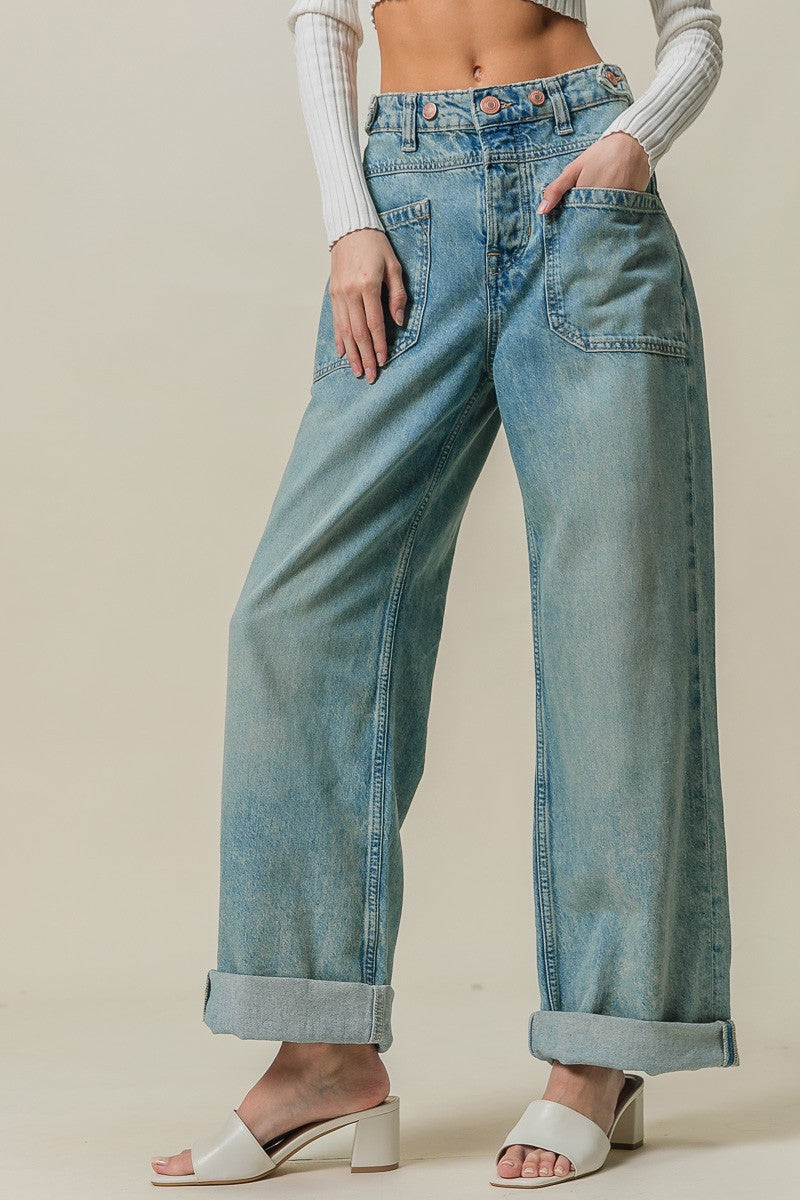 Vintage Washed Patch Jeans