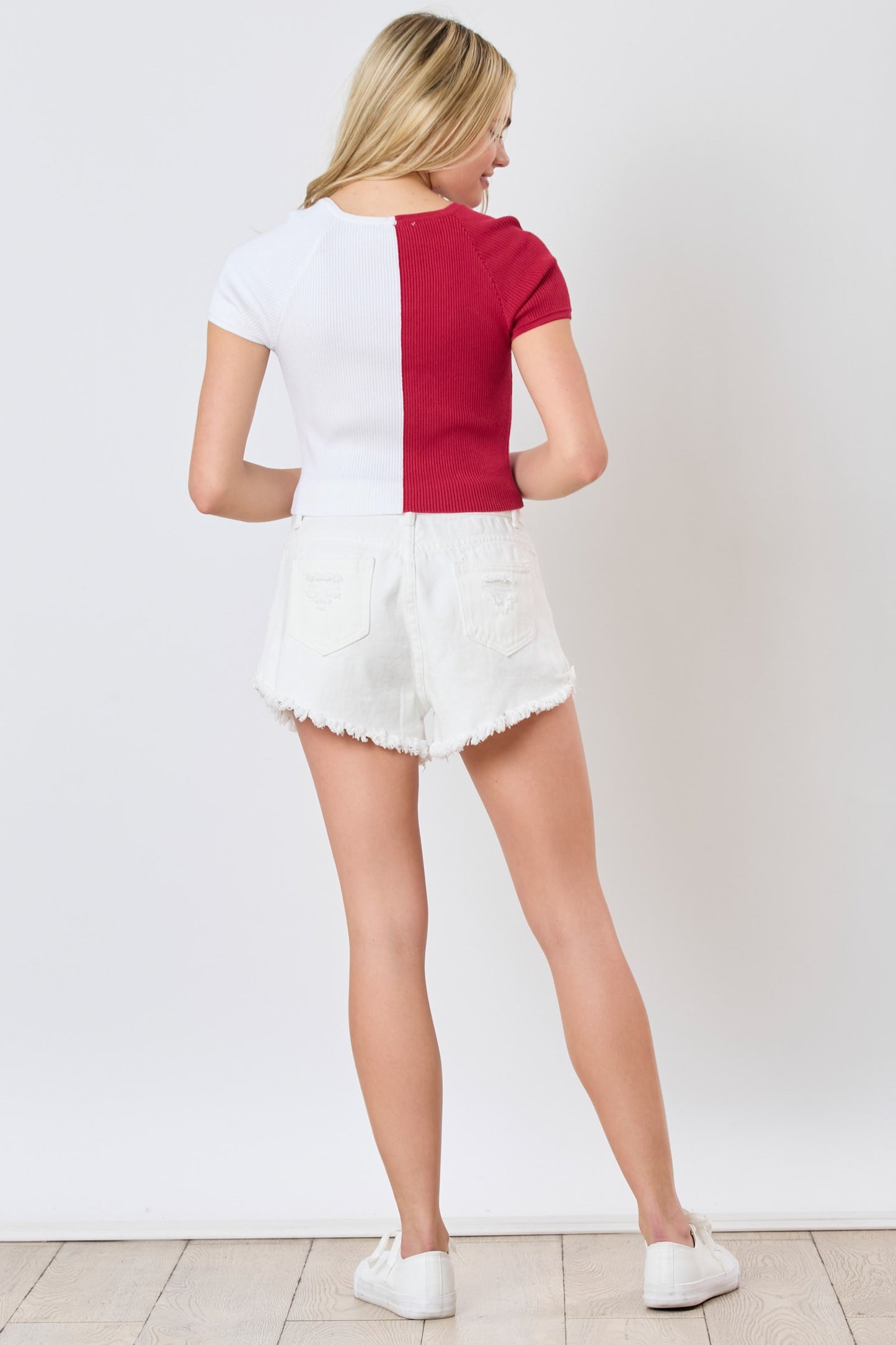 Crimson Color Block Top