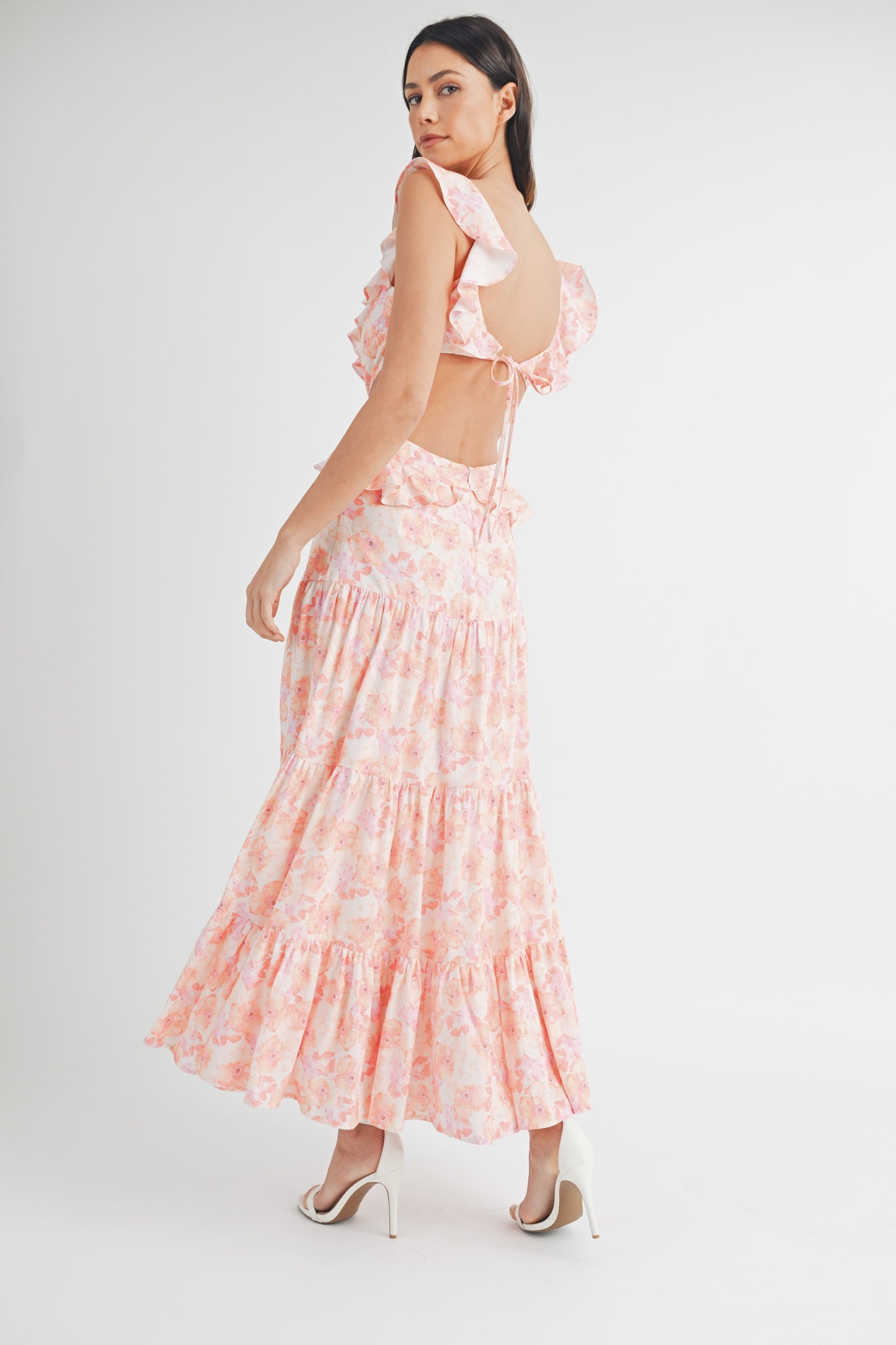 Pink Watercolor Floral Maxi Dress