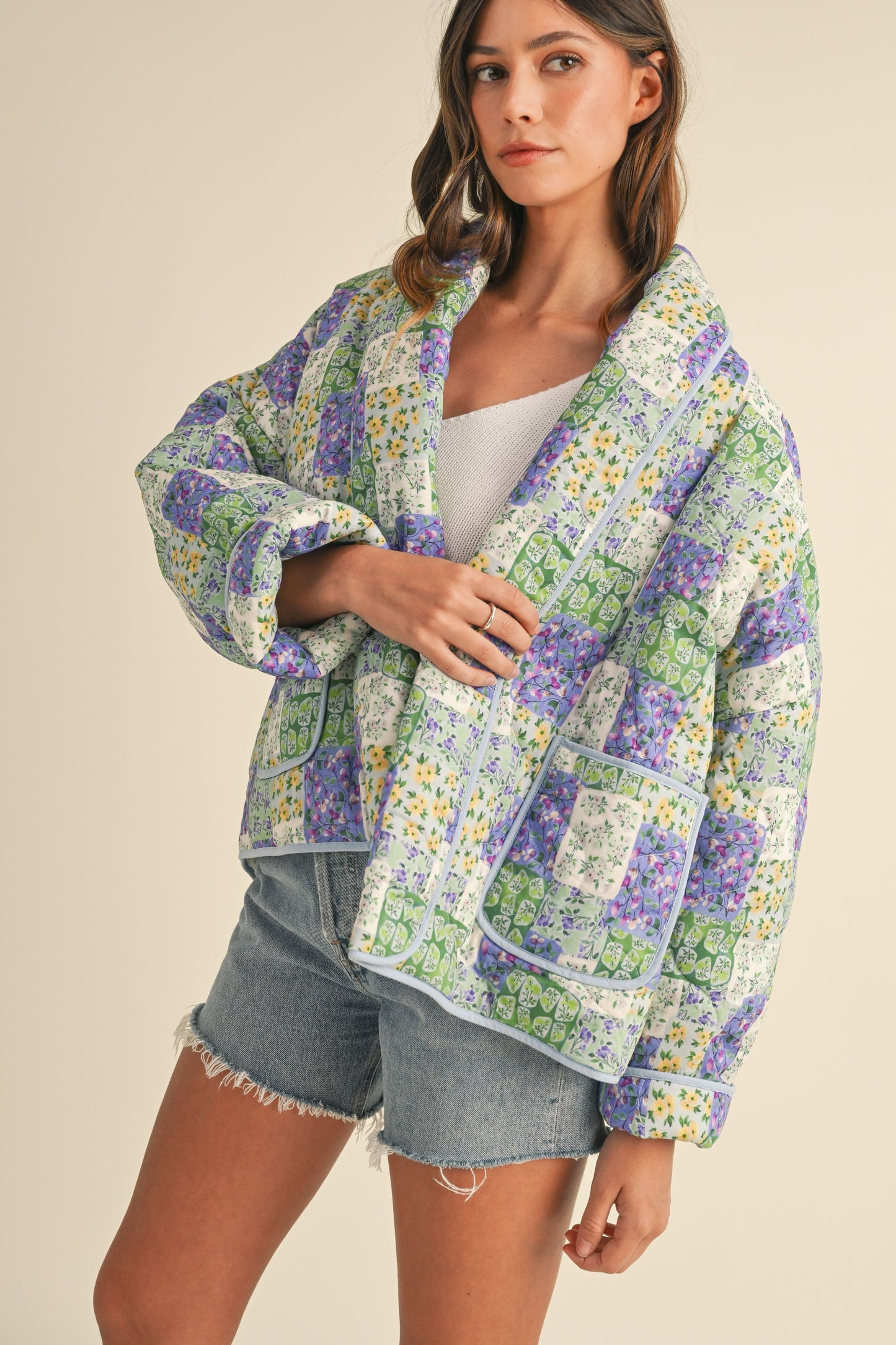 Quilted Orchids Patchwork Jacket