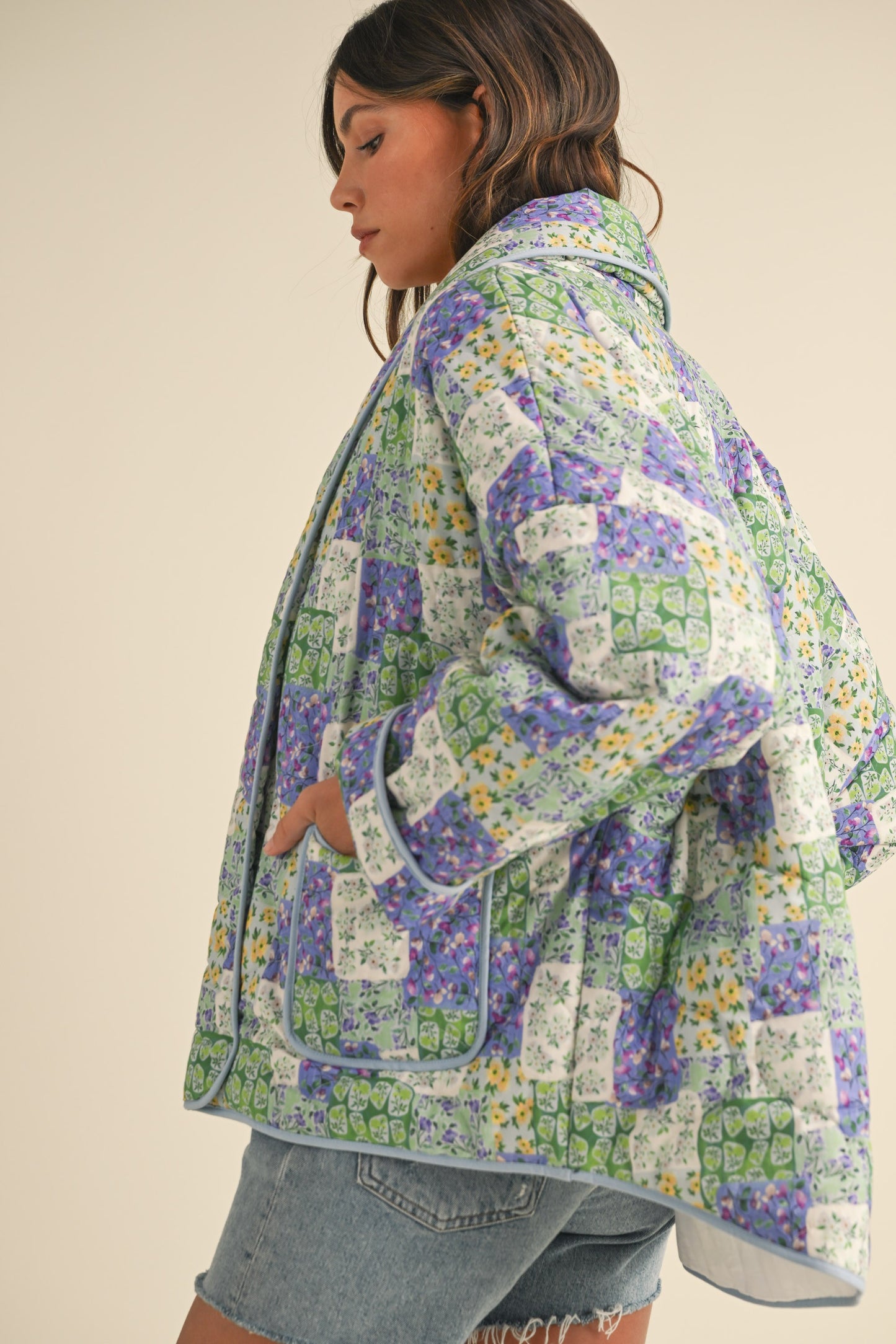 Quilted Orchids Patchwork Jacket
