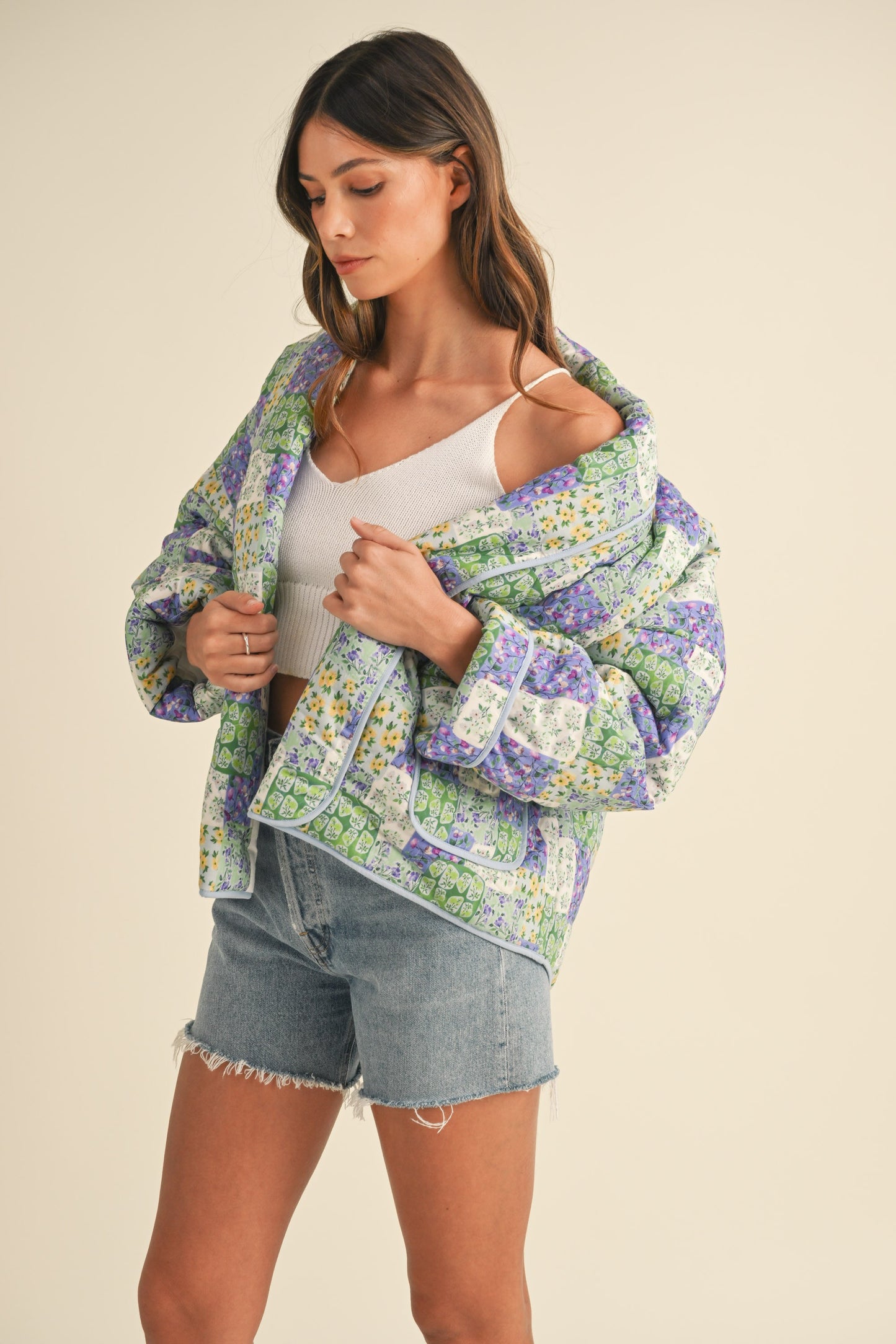 Quilted Orchids Patchwork Jacket