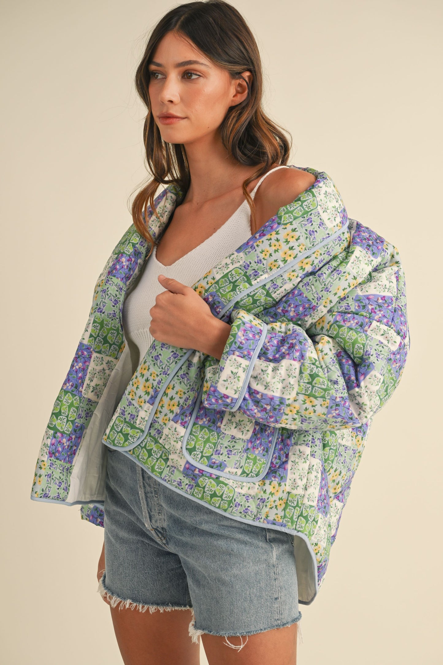 Quilted Orchids Patchwork Jacket