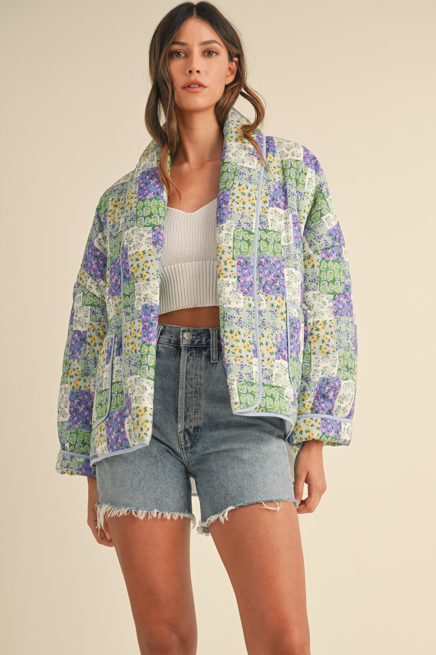 Quilted Orchids Patchwork Jacket