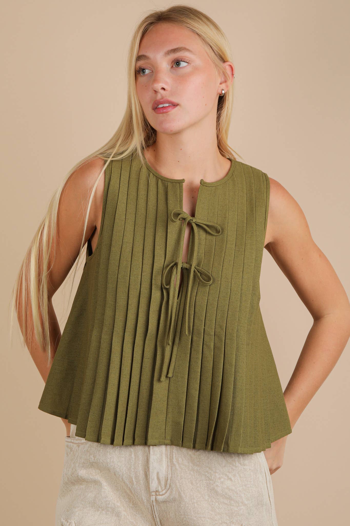 Olive Ribbon Tank
