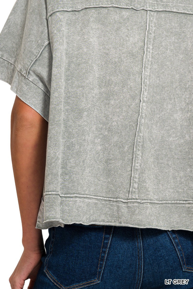 Light Grey Raw Hem Top