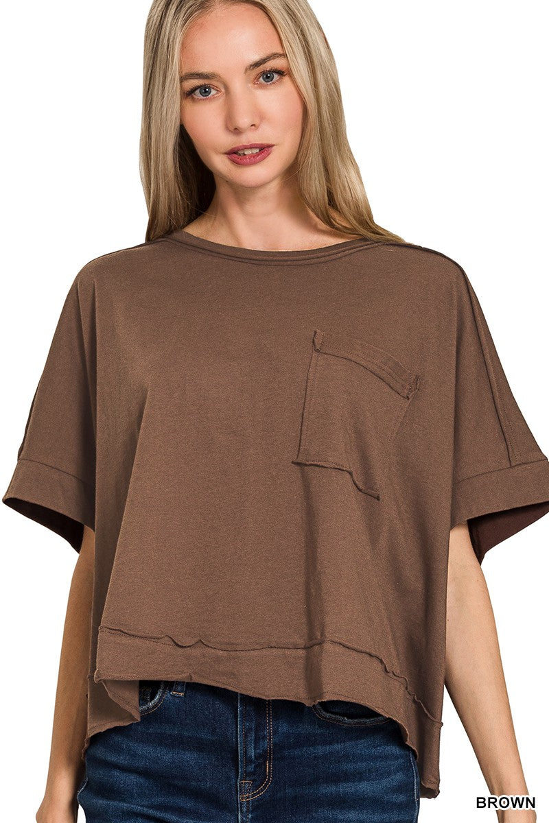 Basic Brown Pocket Top