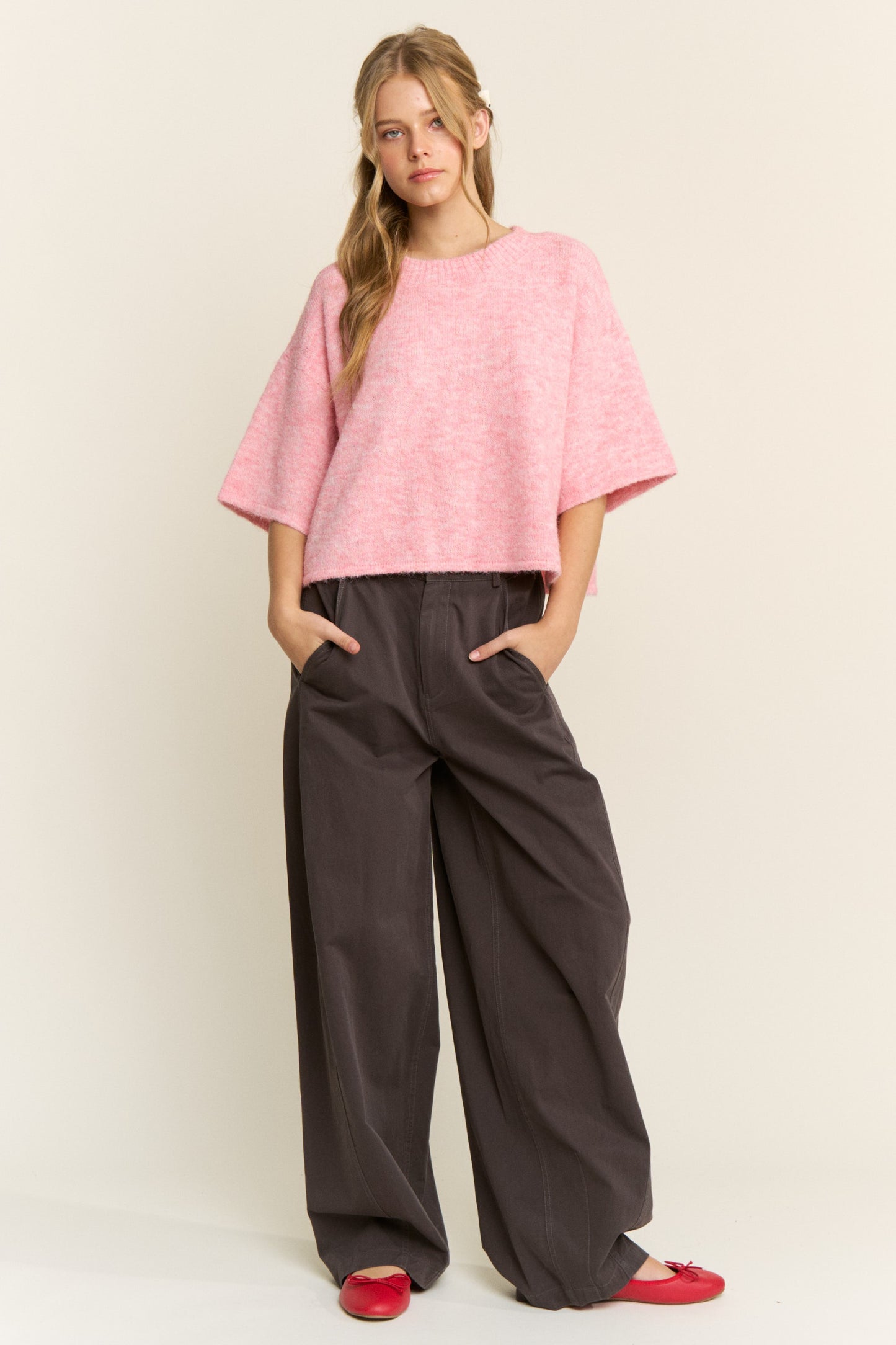 Cozy Knit Sweater Top - BLUSH