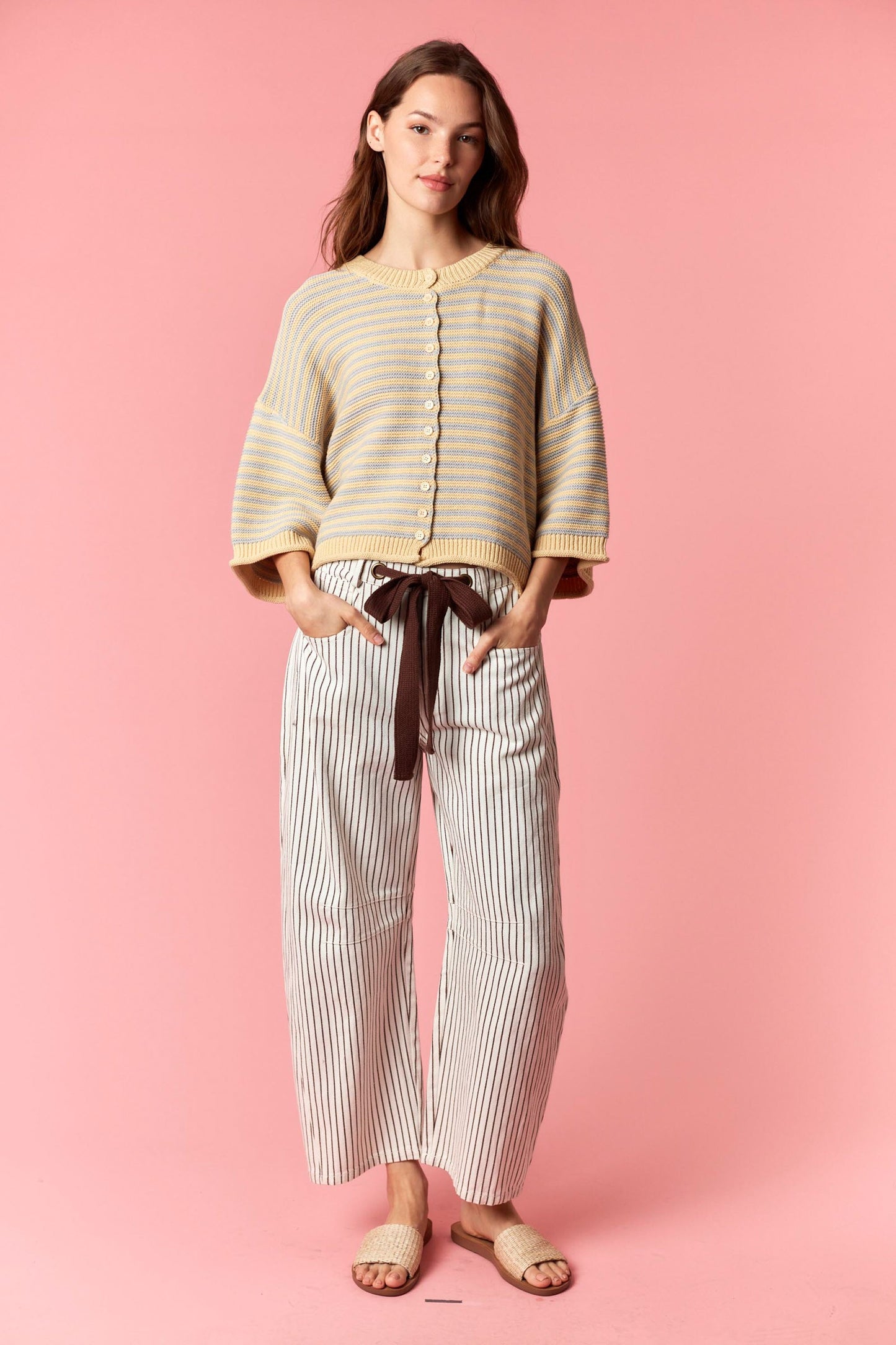 Butter Yellow Striped Cardigan