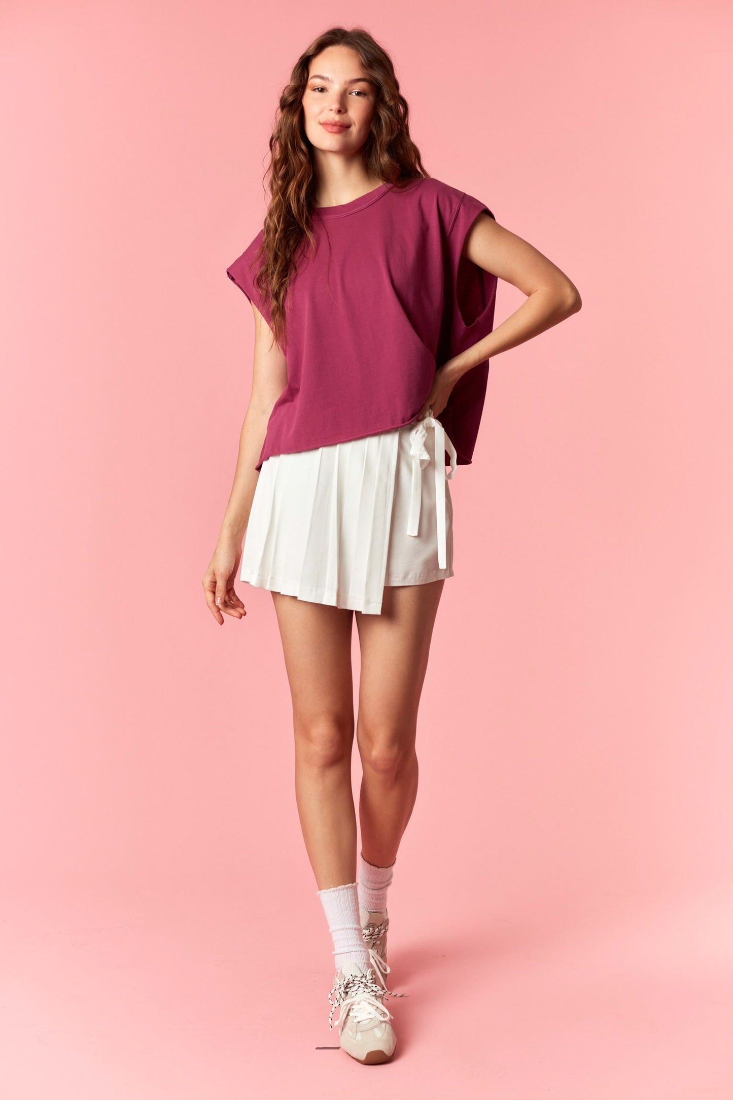 Burgundy Sleeveless Crop Top