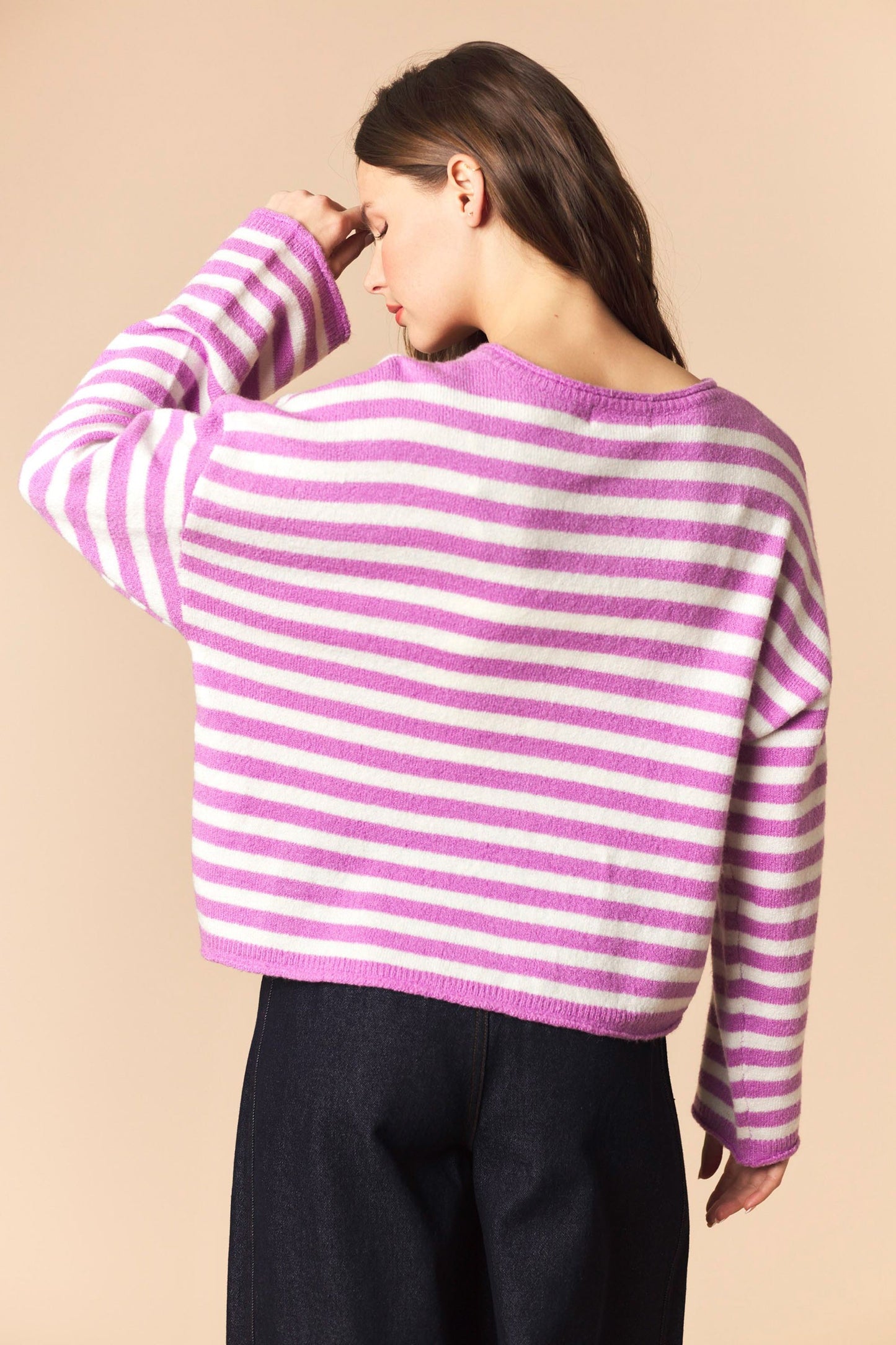 Violet Striped Button Up Cardigan