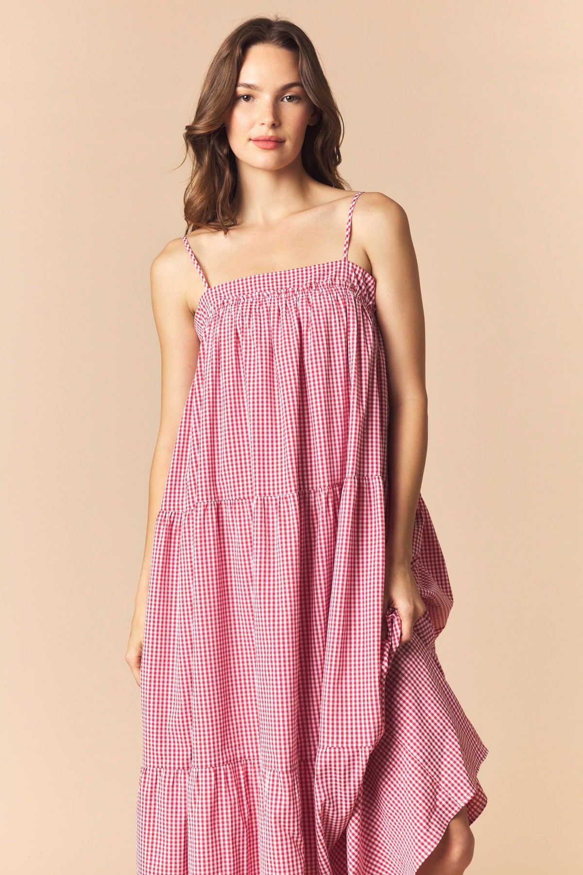 Crimson Bow Tiered Dress