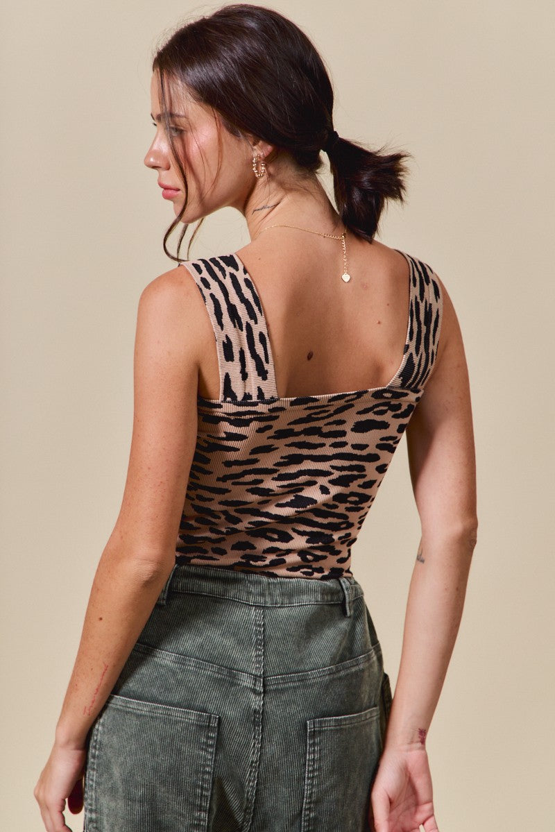 Leopard Ribbed Seamless Top