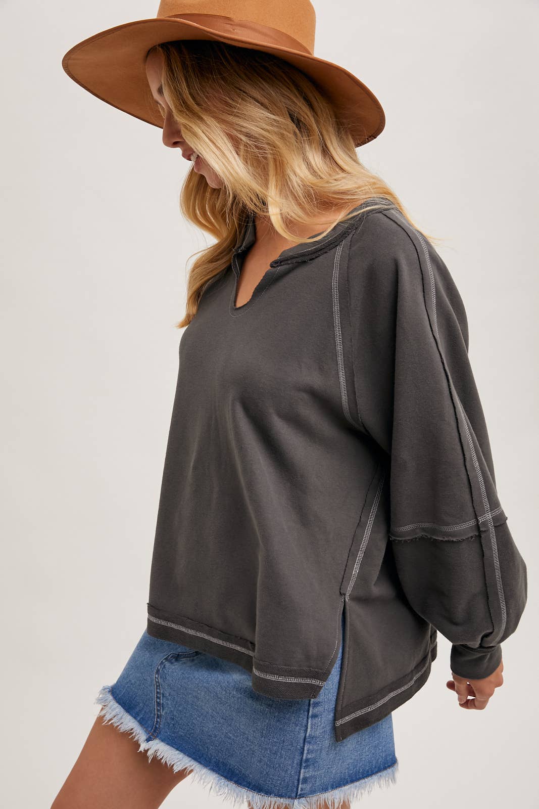 Charcoal Stitch Knit Top