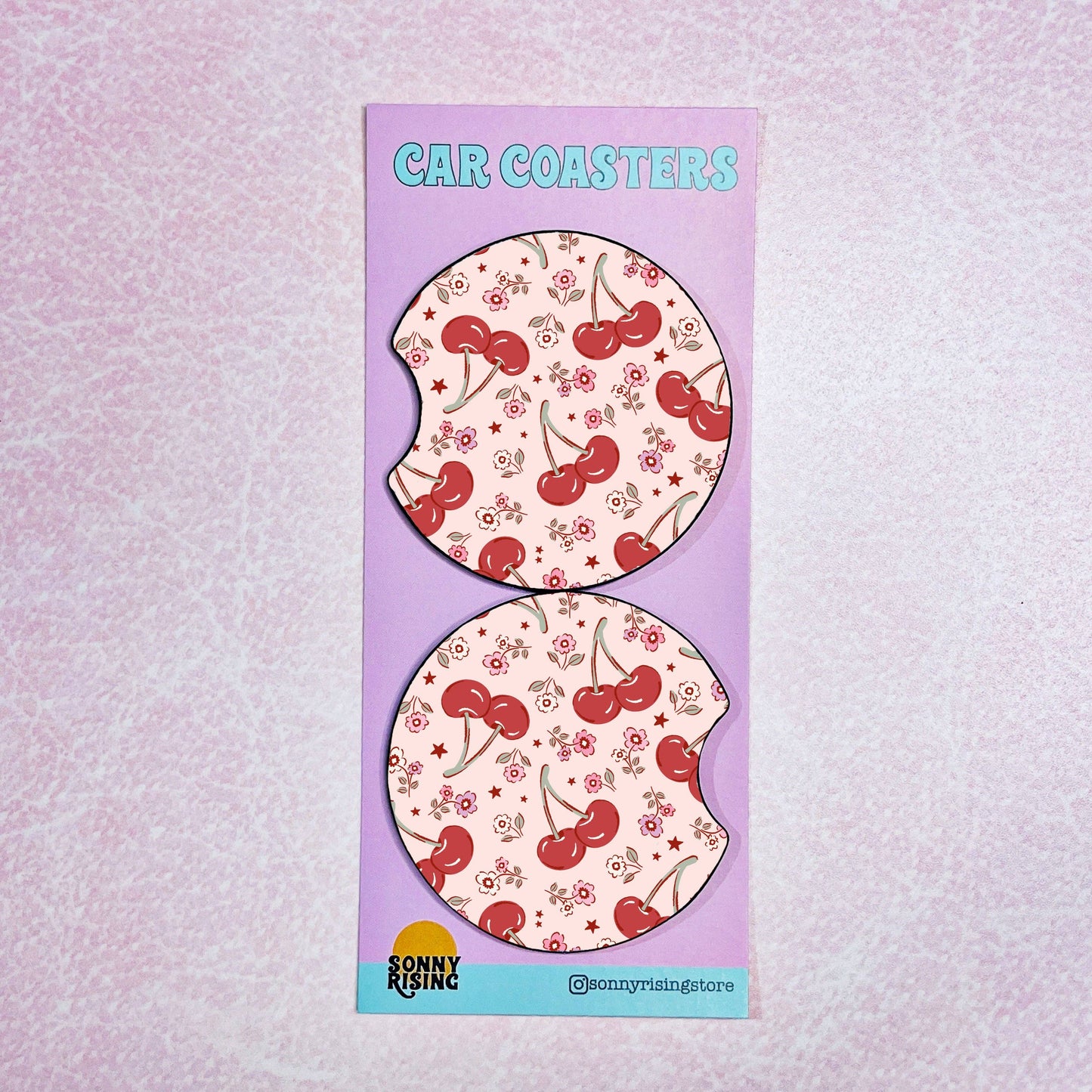 Car Coasters - Cherry Floral