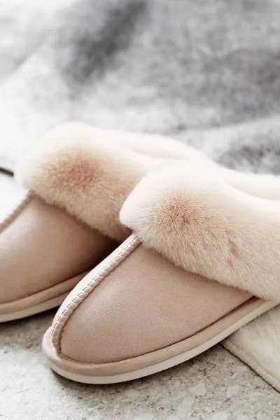 Khaki Furry Slippers