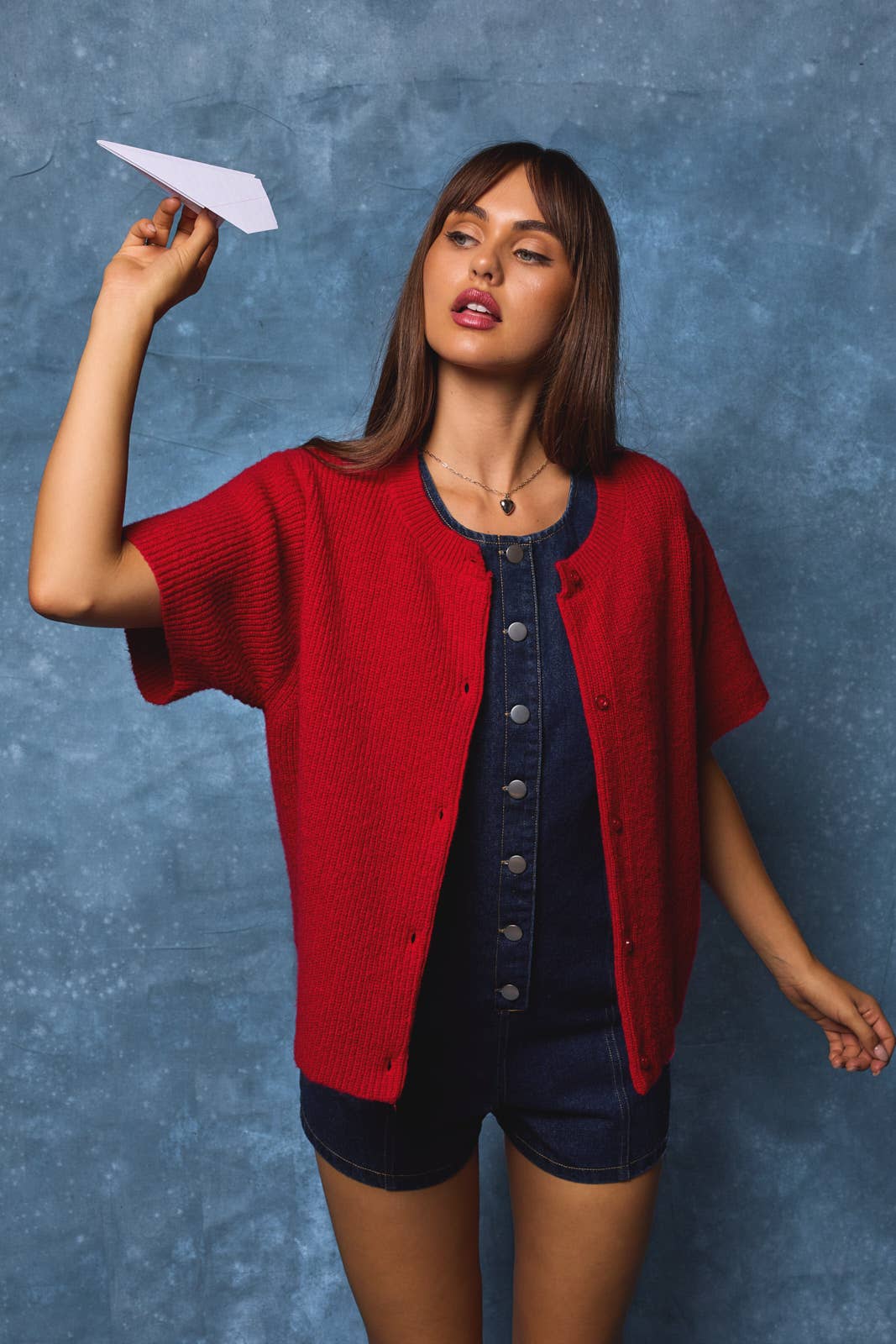 Red Button-Up Cardigan