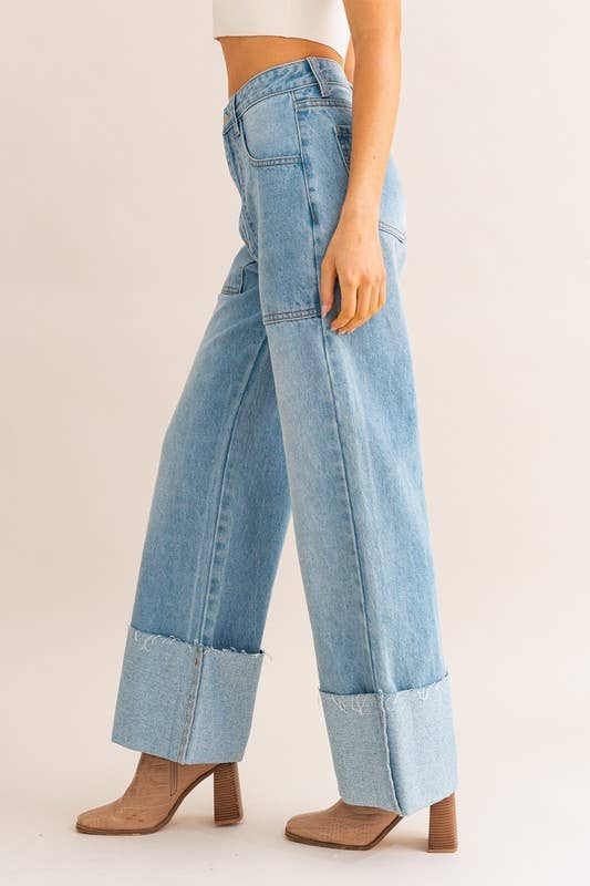 Hannah High Waisted Cuff Jeans