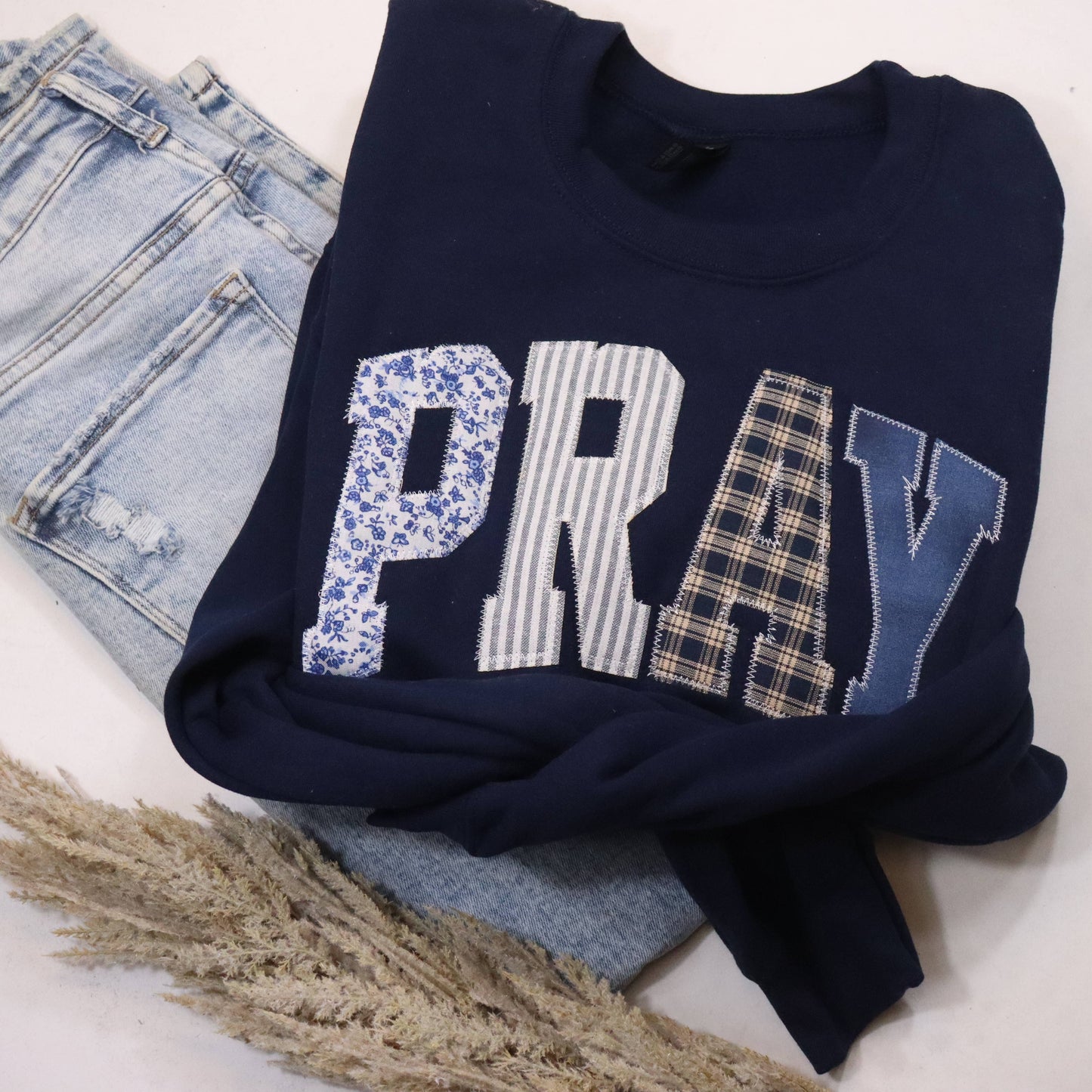 Navy Pray Patch Sweatshirt