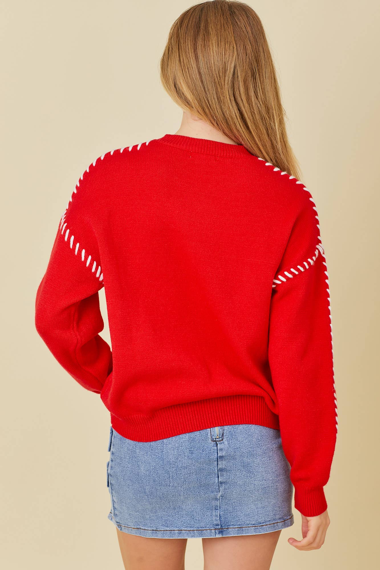 Red Ribbon Bow Knit Top