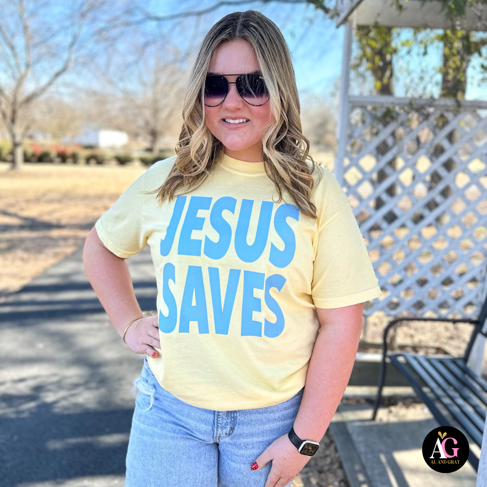 Jesus Saves Tee - Yellow