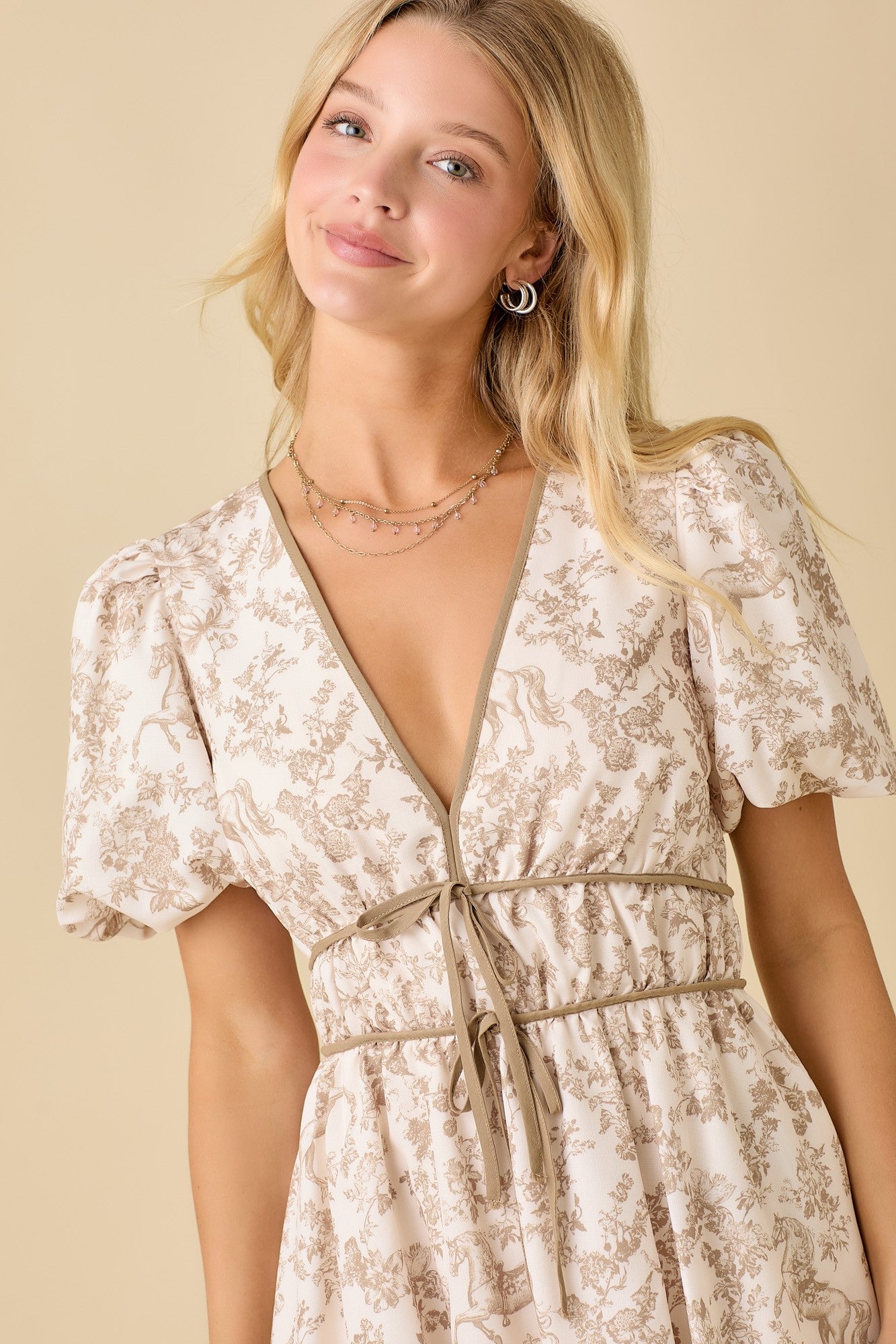 Taupe Tiered Midi Dress