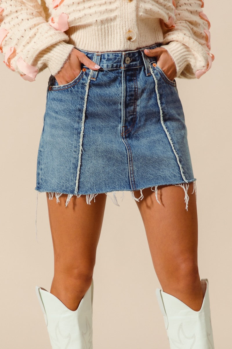 Dana Frayed Denim Skirt