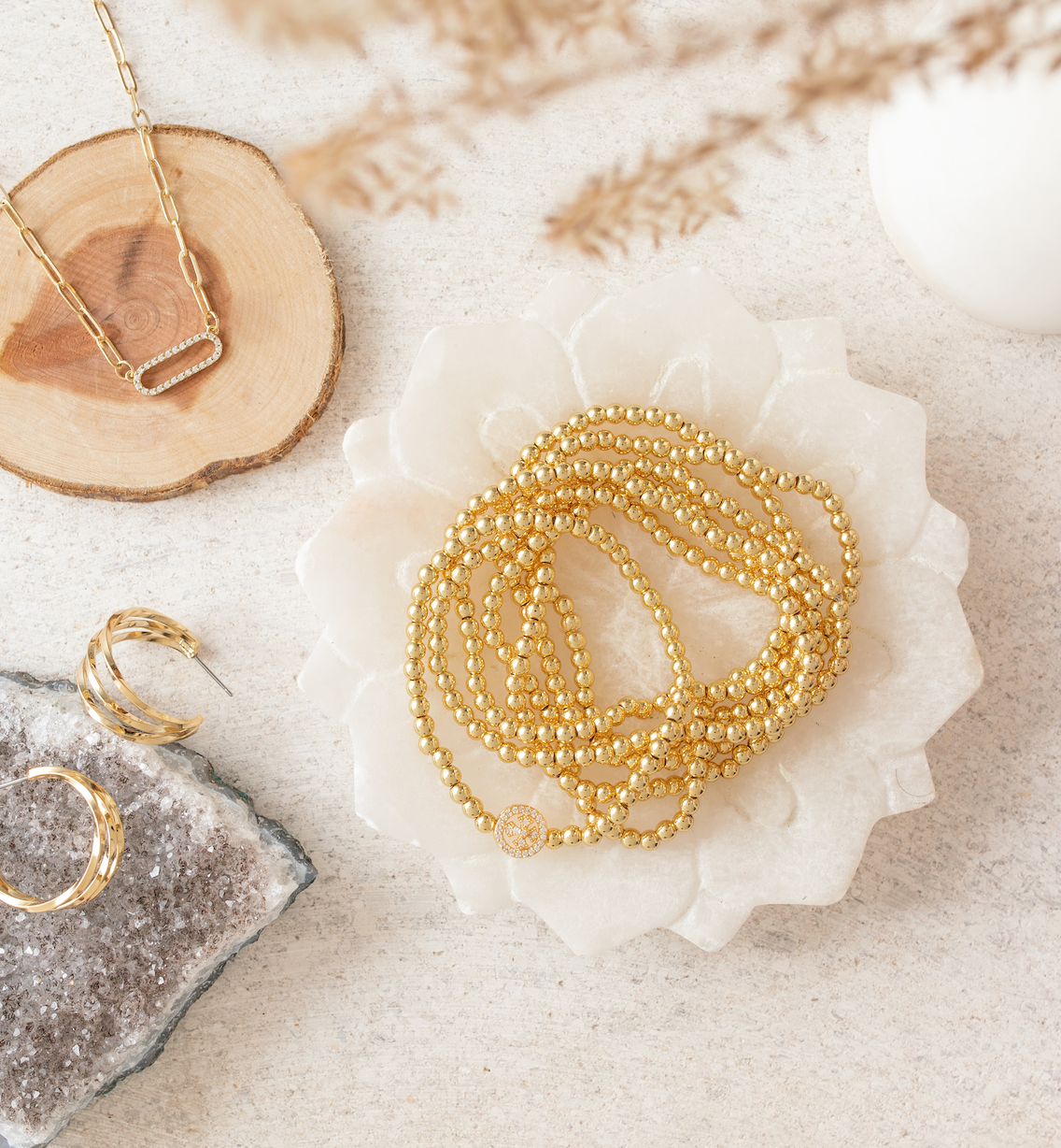 Gold Bead Stretch Bracelet