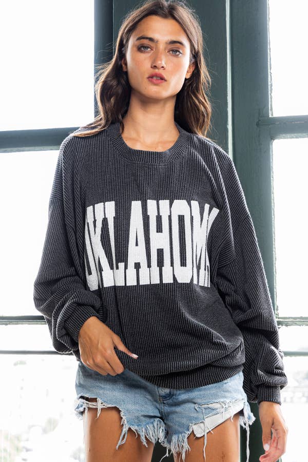 OKLAHOMA Oversized Sweatshirt - Black