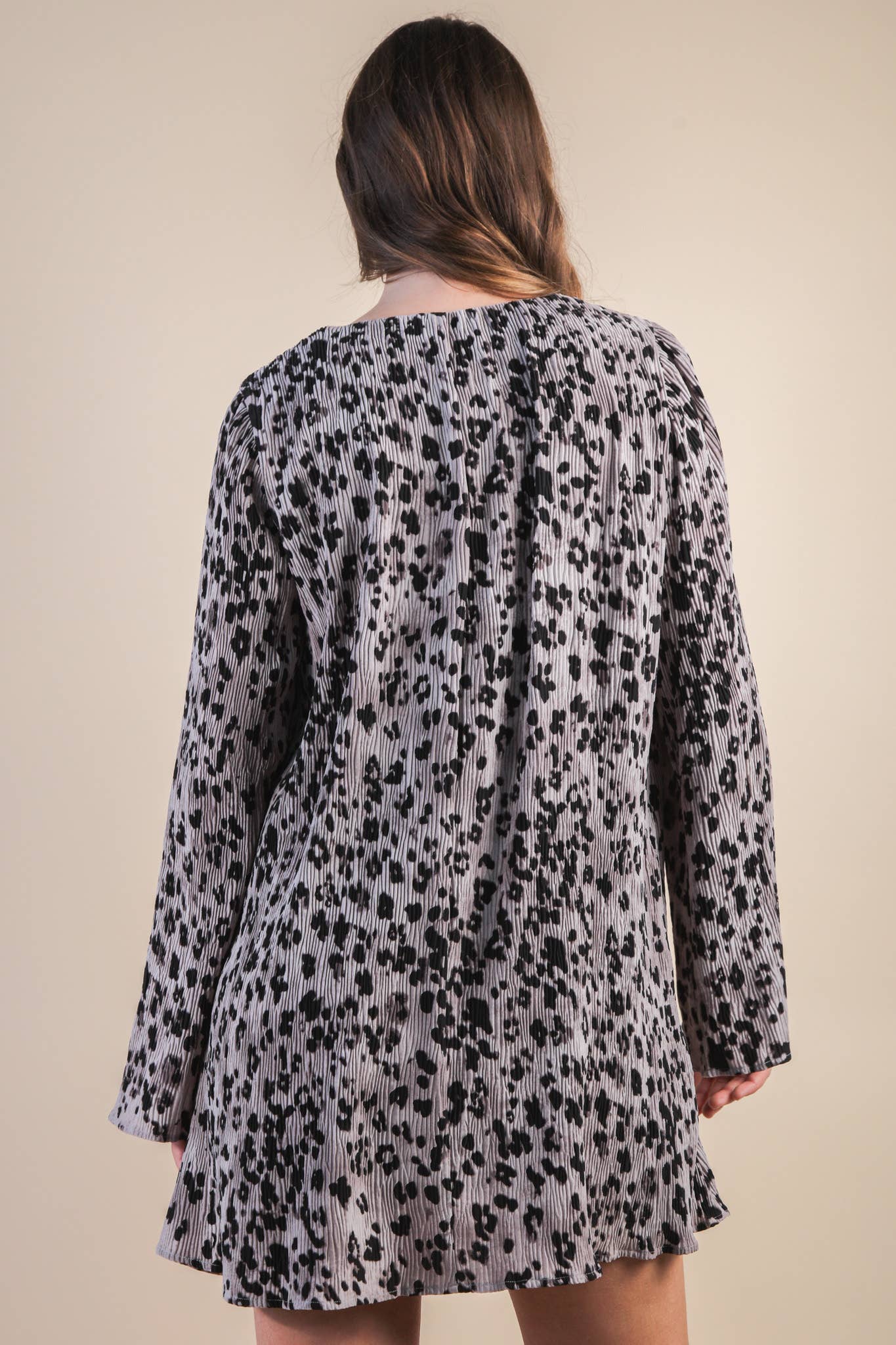 Grey Leopard Printed Mini Dress