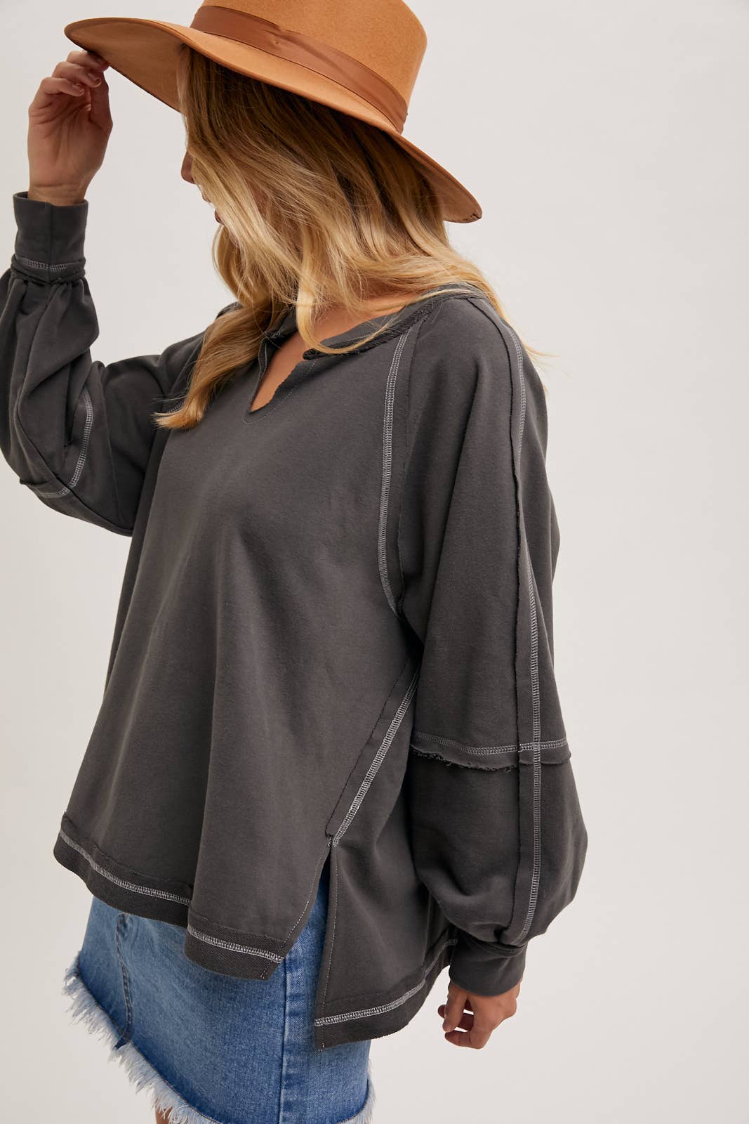 Charcoal Stitch Knit Top