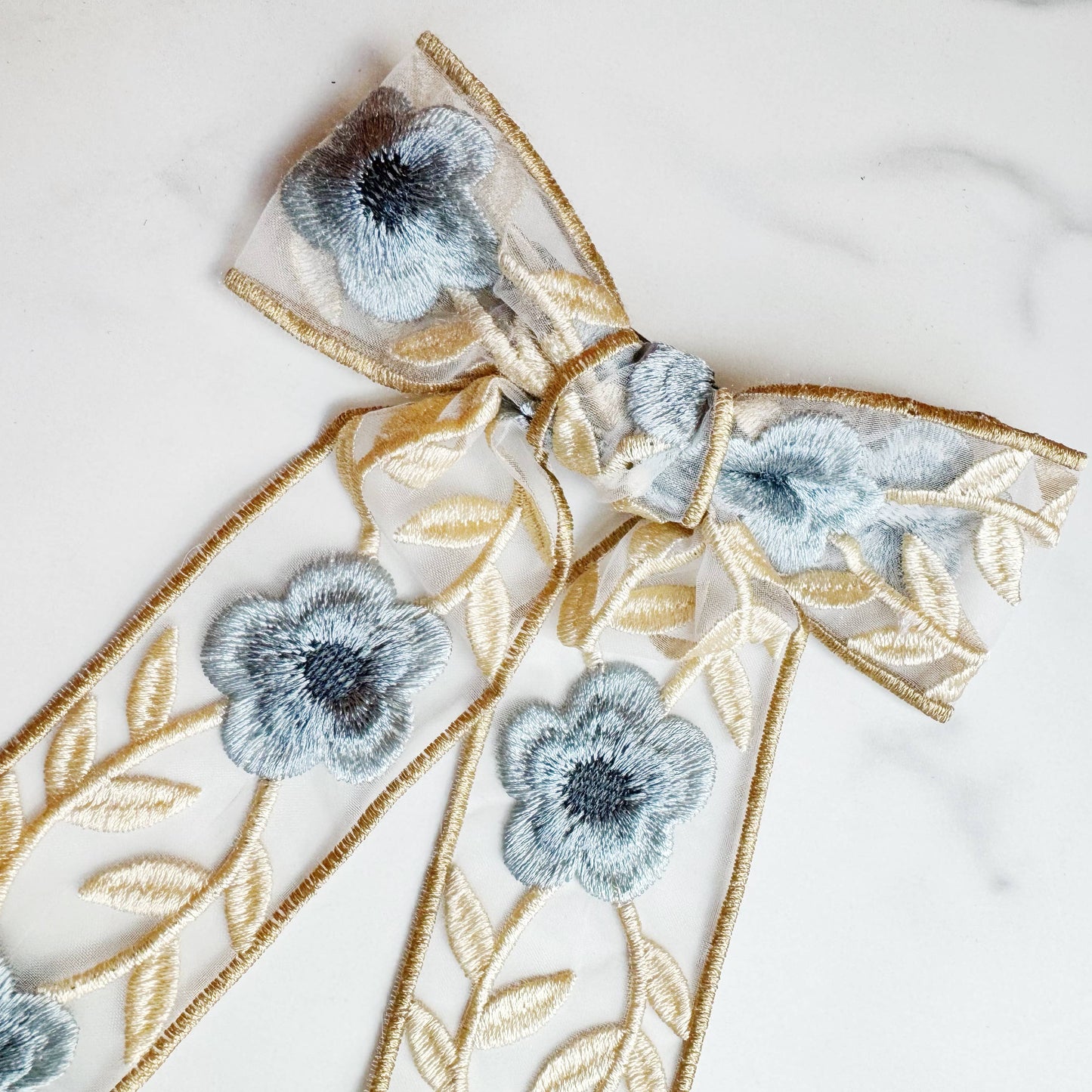 Lacey Embroidered Bow Hair Clip